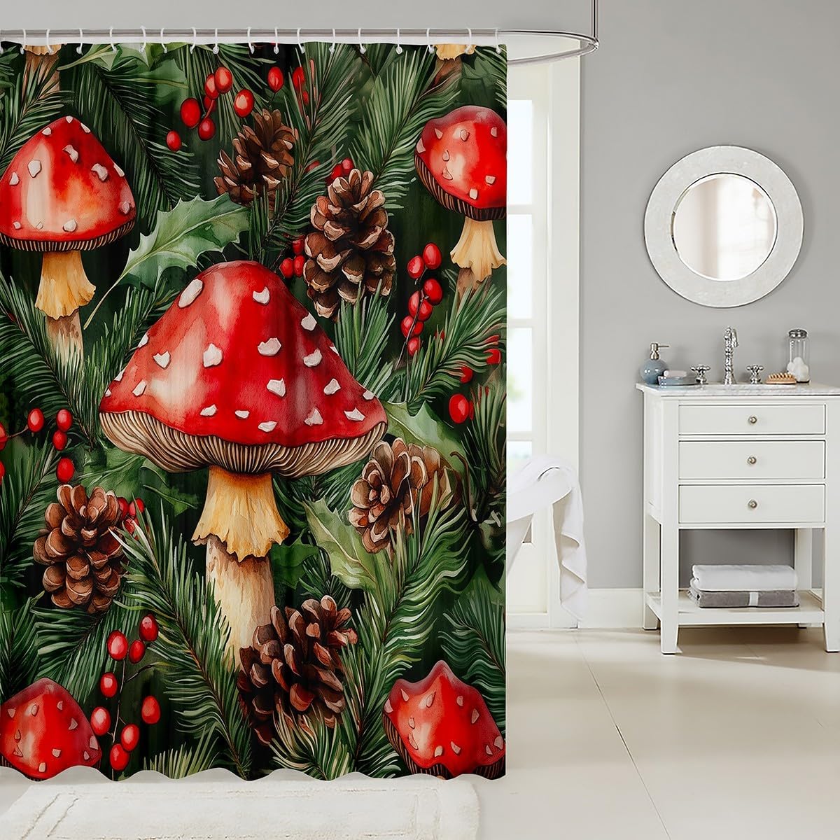 Feelyou Wild Mushroom Stuff Bath Curtain Set