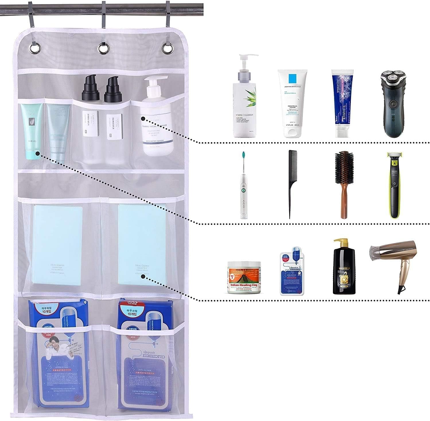 MISSLO Hanging Mesh Shampoo Shower Organizer with Door Hooks 1