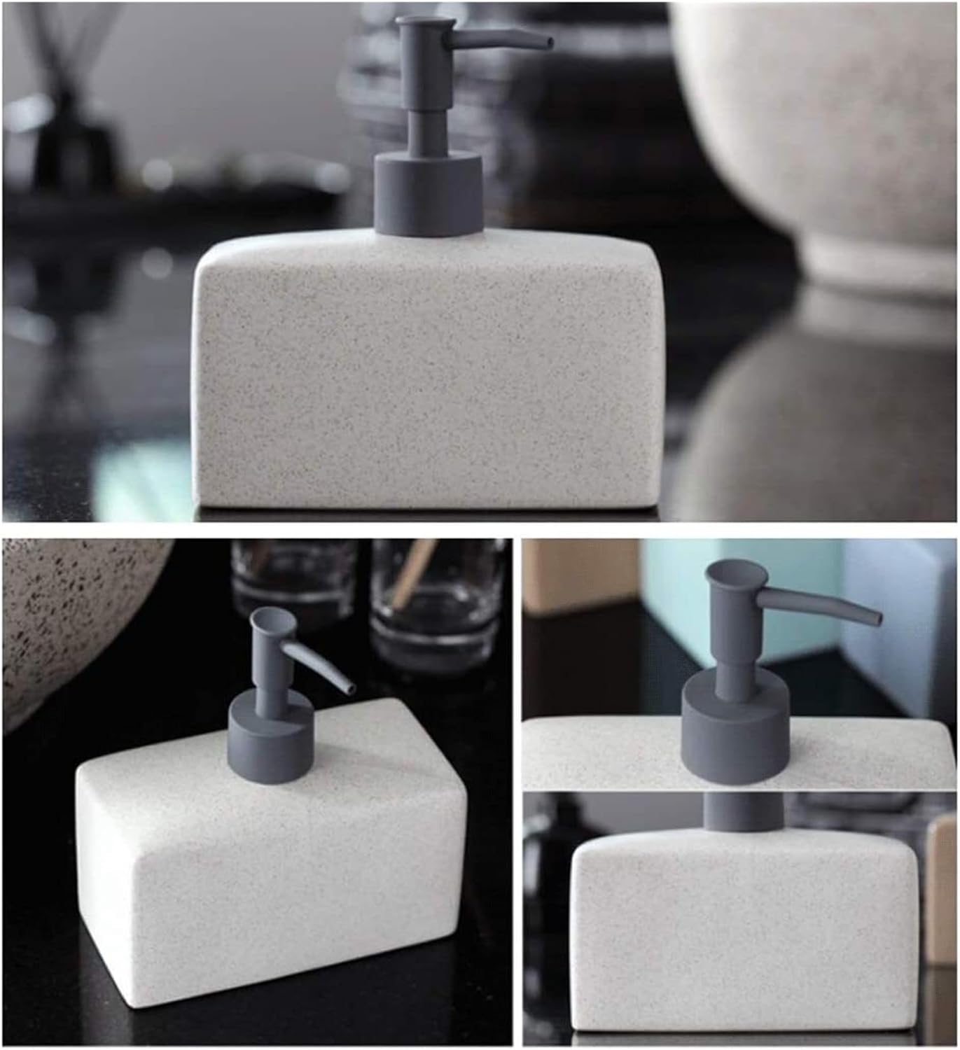 Square Soap Dispenser with 500ml Capacity - Ceramic Glass
