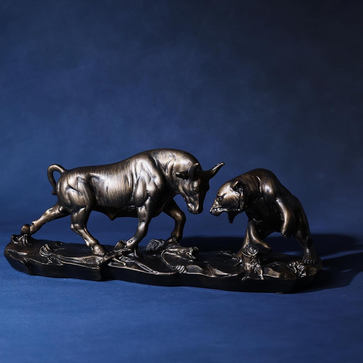 Wall Street Bull and Bear Statue in Brown
