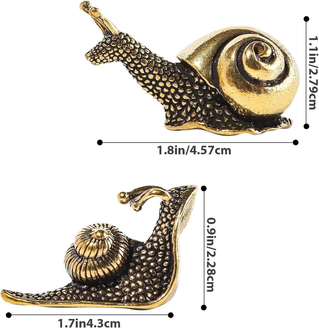 2pcs Mini Retro Snail Statue - Brass Copper Garden Decor 1