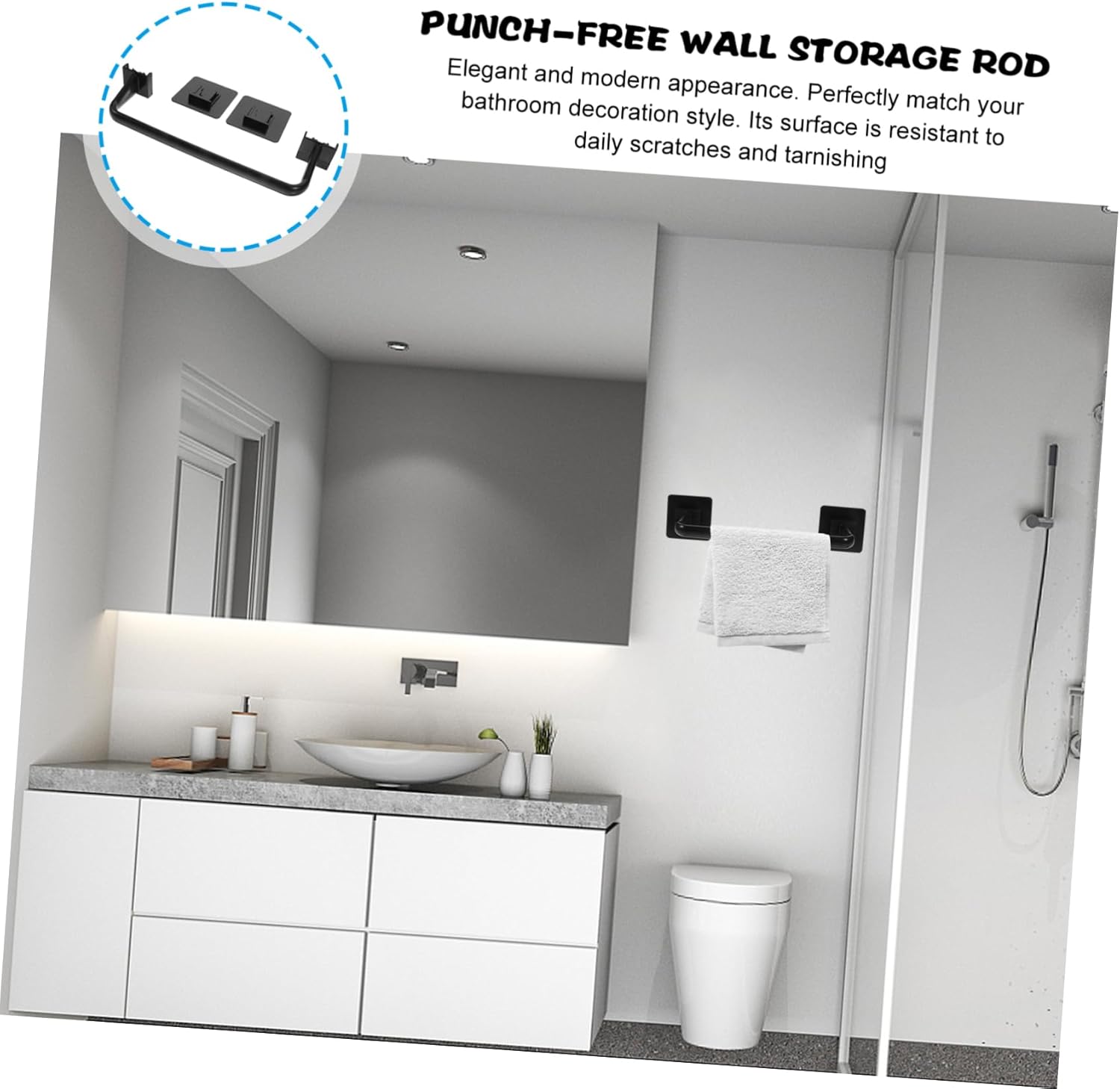 SOPOTUTU Wall Mounted Towel Rack - Self Adhesive Space Saving No Drilling Required