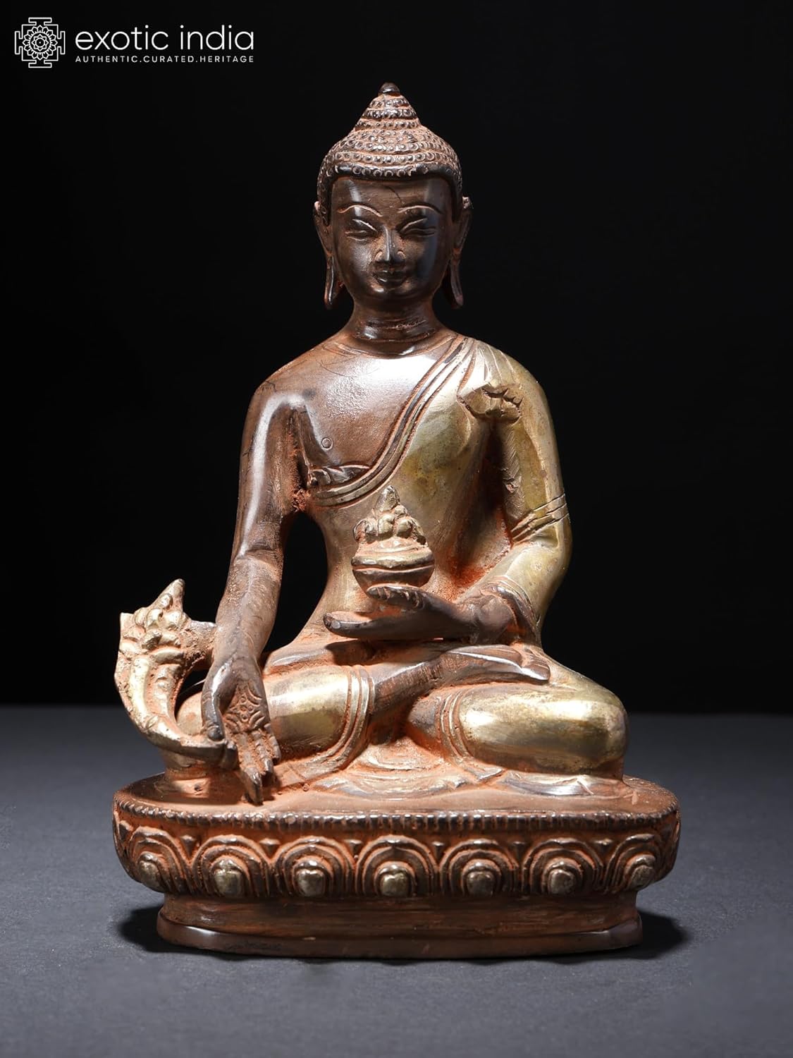 Exotic India Medicine Buddha Brass Statue 7 Inch