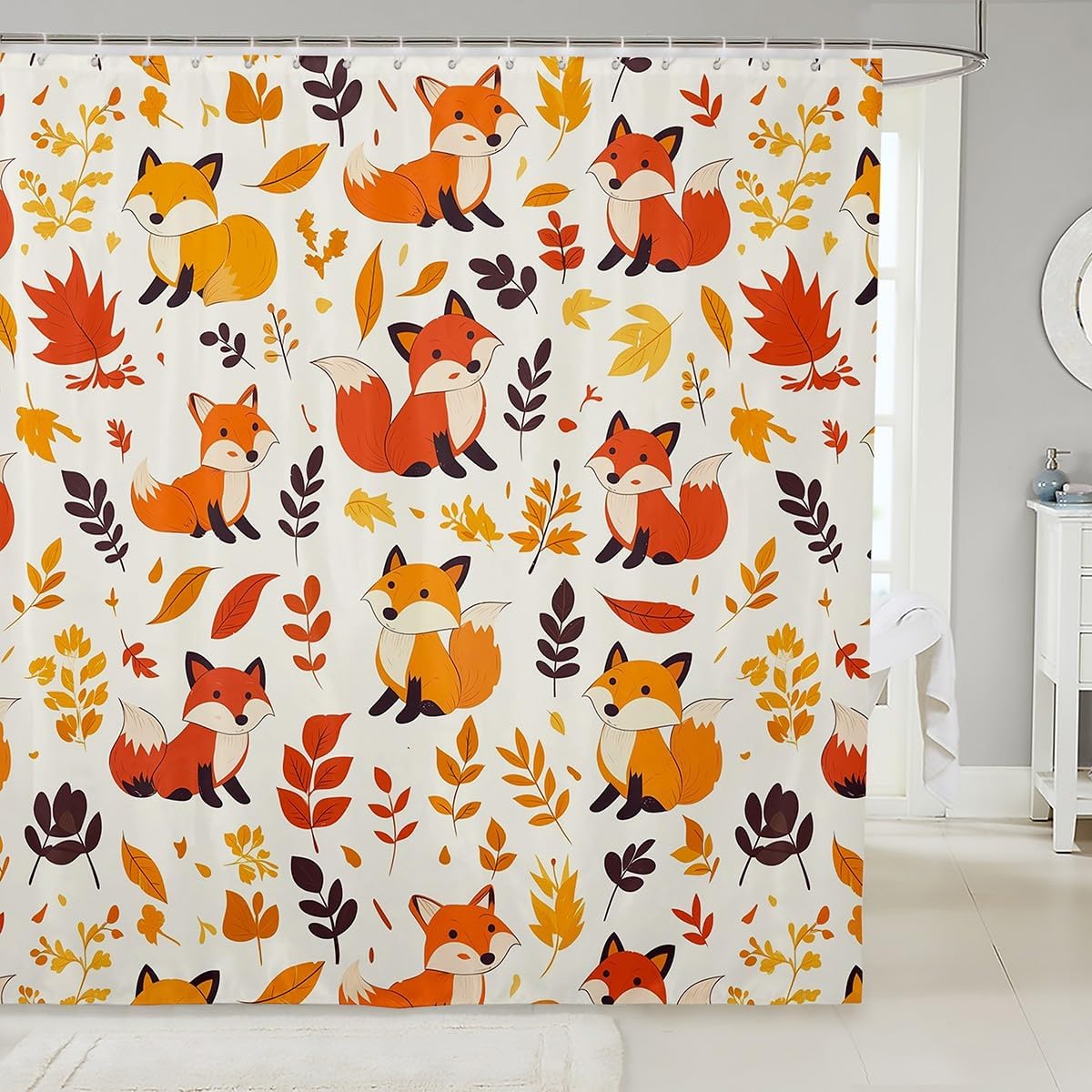 Feelyou Fox Shower Curtain Set 72x78 Nature Wildlife 1
