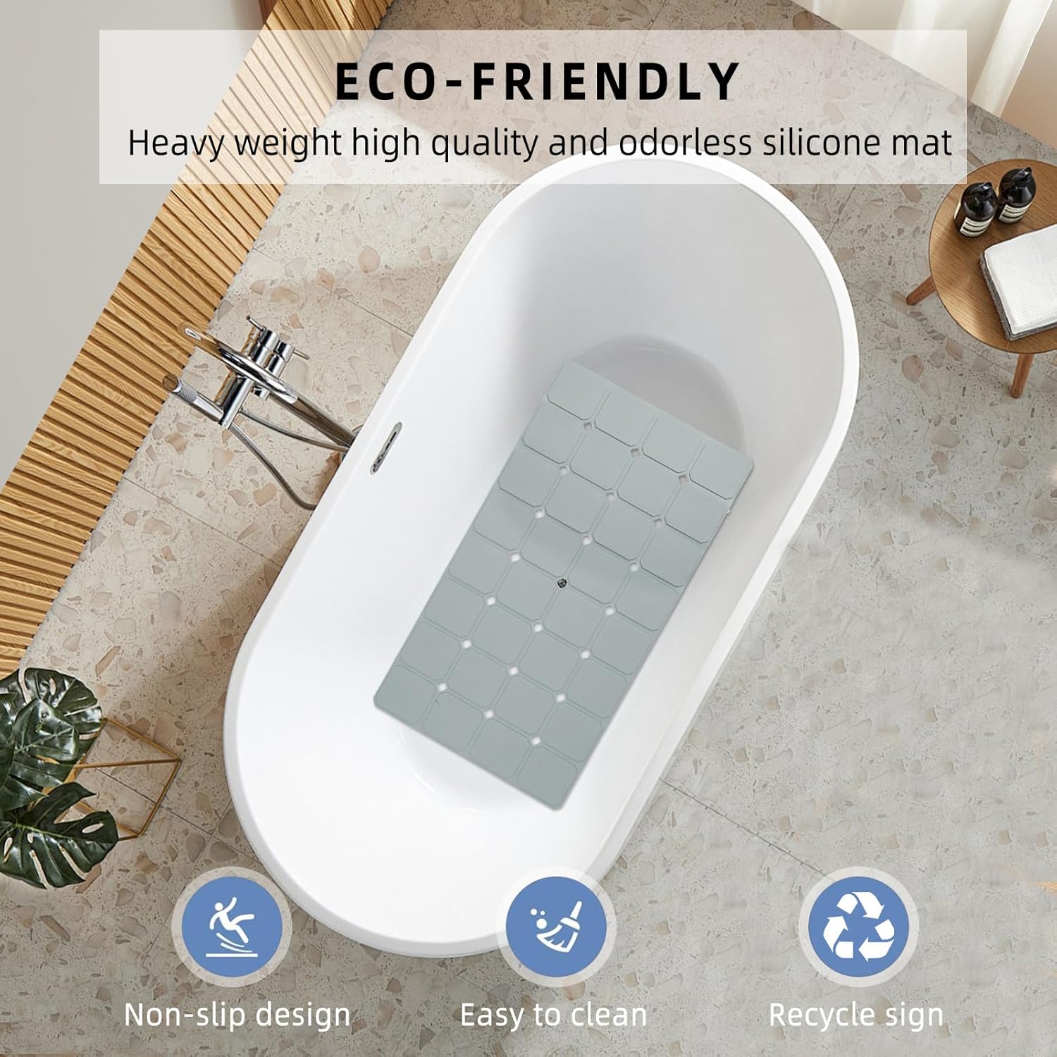 MeimeiDe Non-Slip Silicone Bathtub Mat 15 x 28