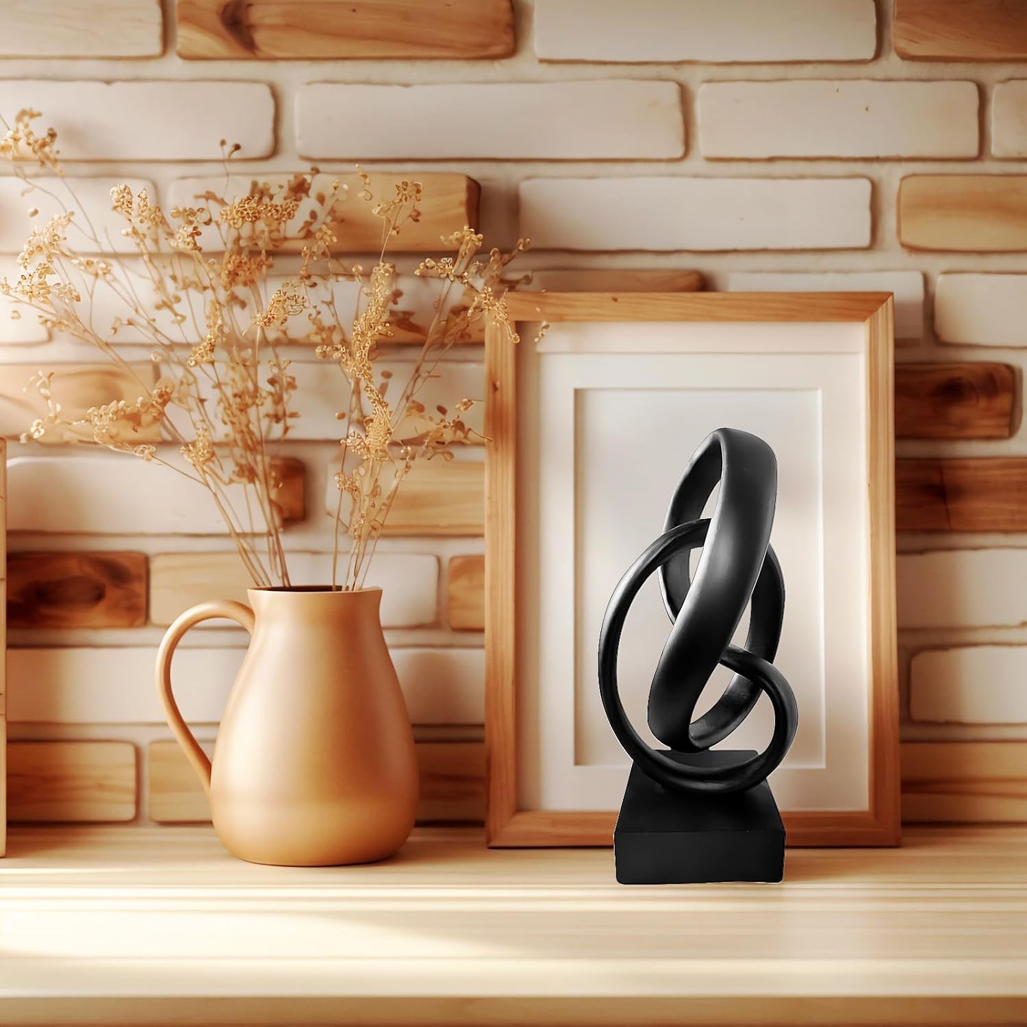 aboxoo Black Mobius Knot Sculpture Modern Decor Statue