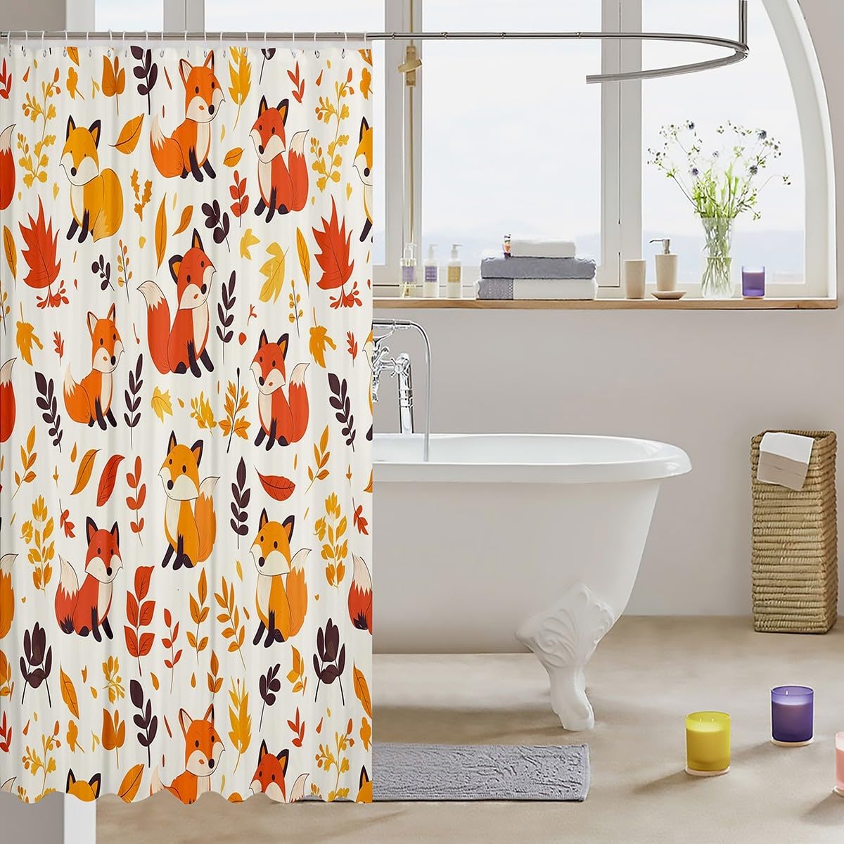 Feelyou Fox Shower Curtain Set 72x78 Nature Wildlife 1