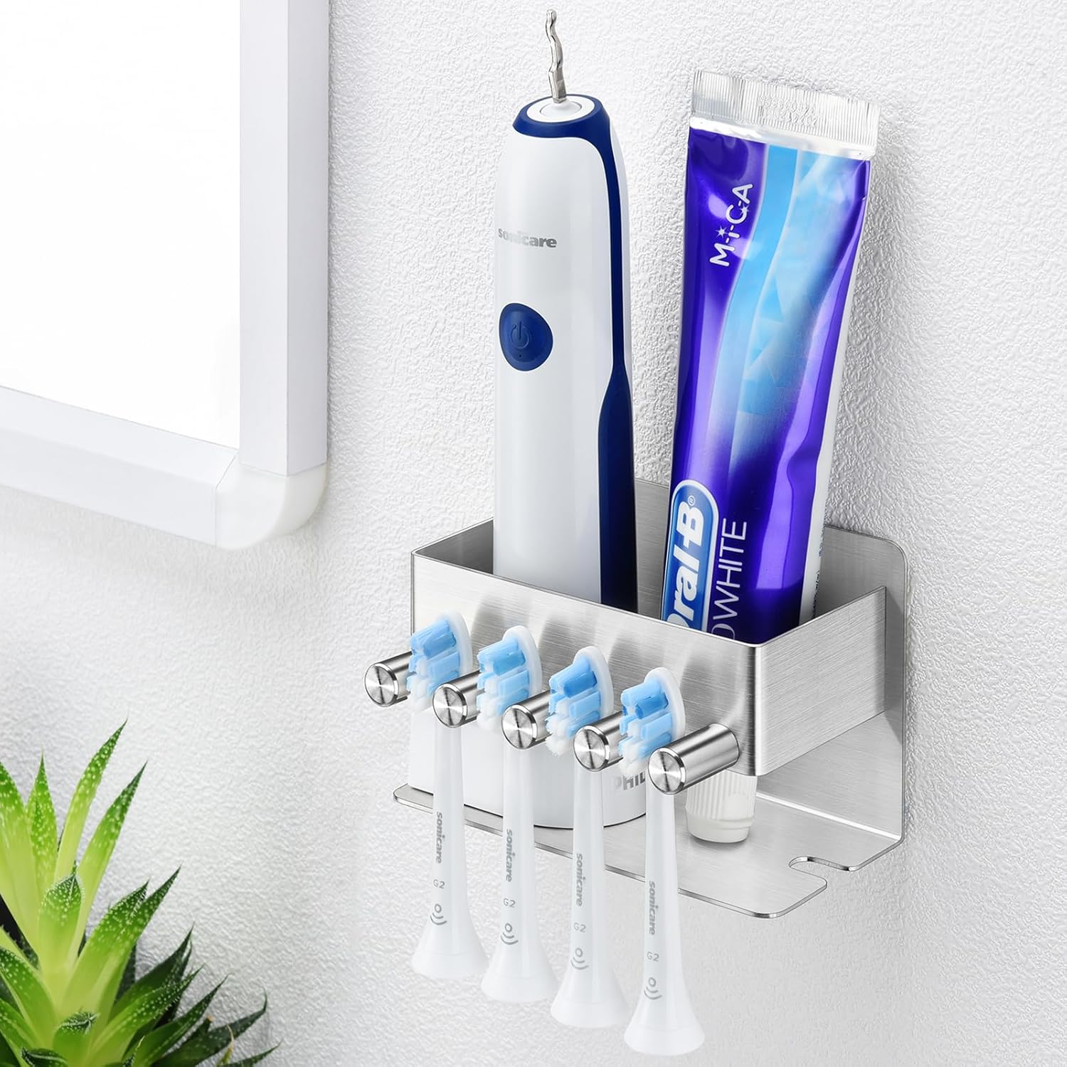 Stainless Steel Toothbrush Holder with 4 Slots