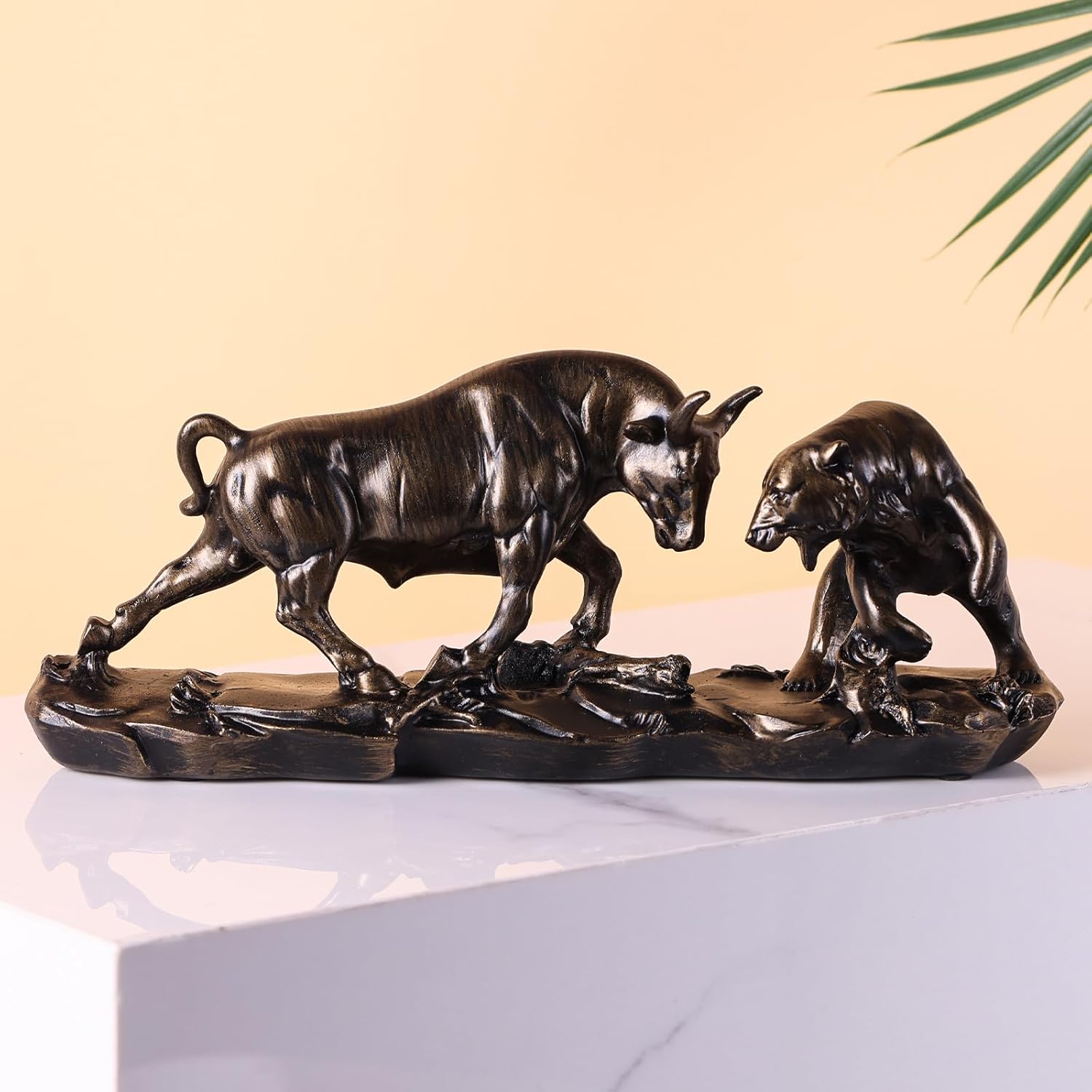 Wall Street Bull and Bear Statue in Brown