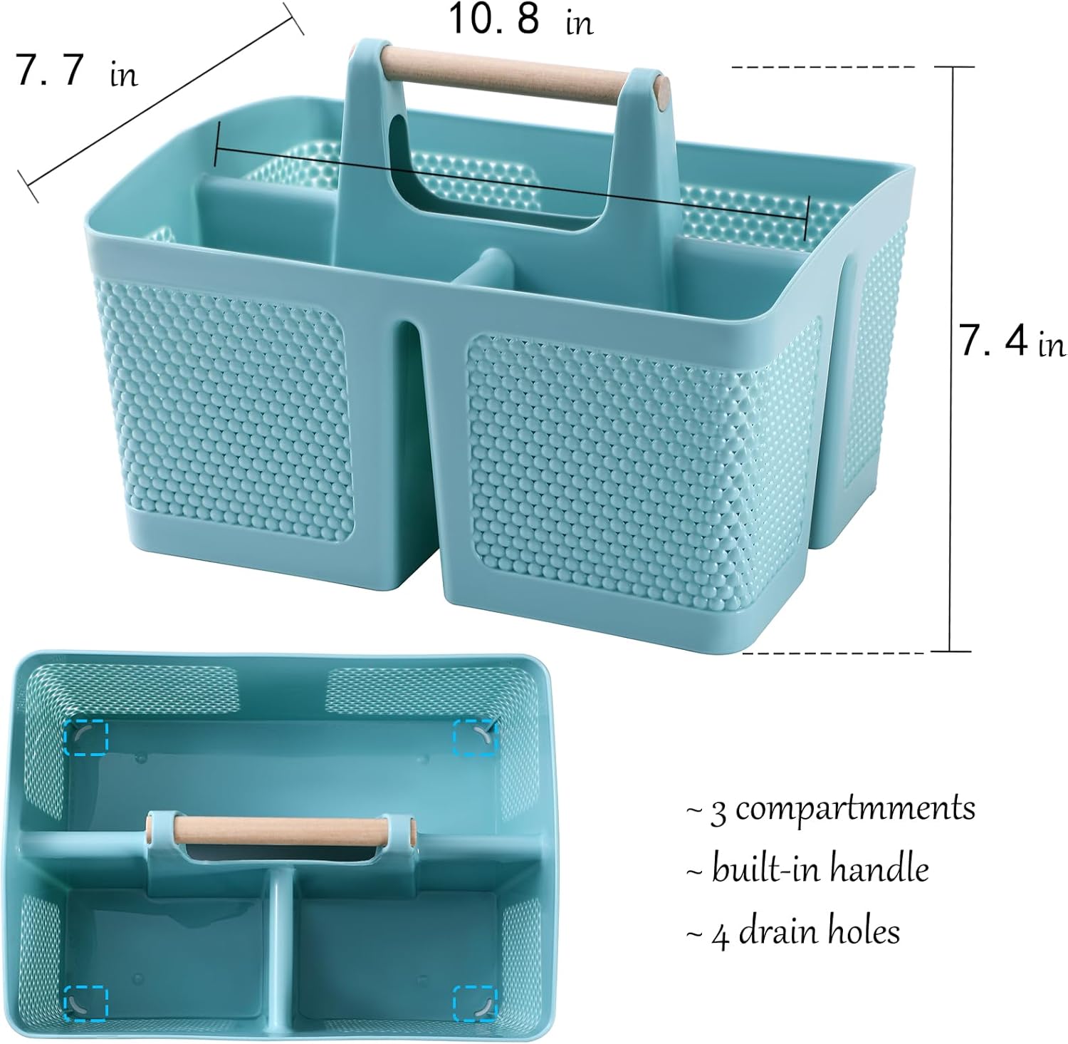 Rejomiik Portable Shower Caddy with Handle - Blue