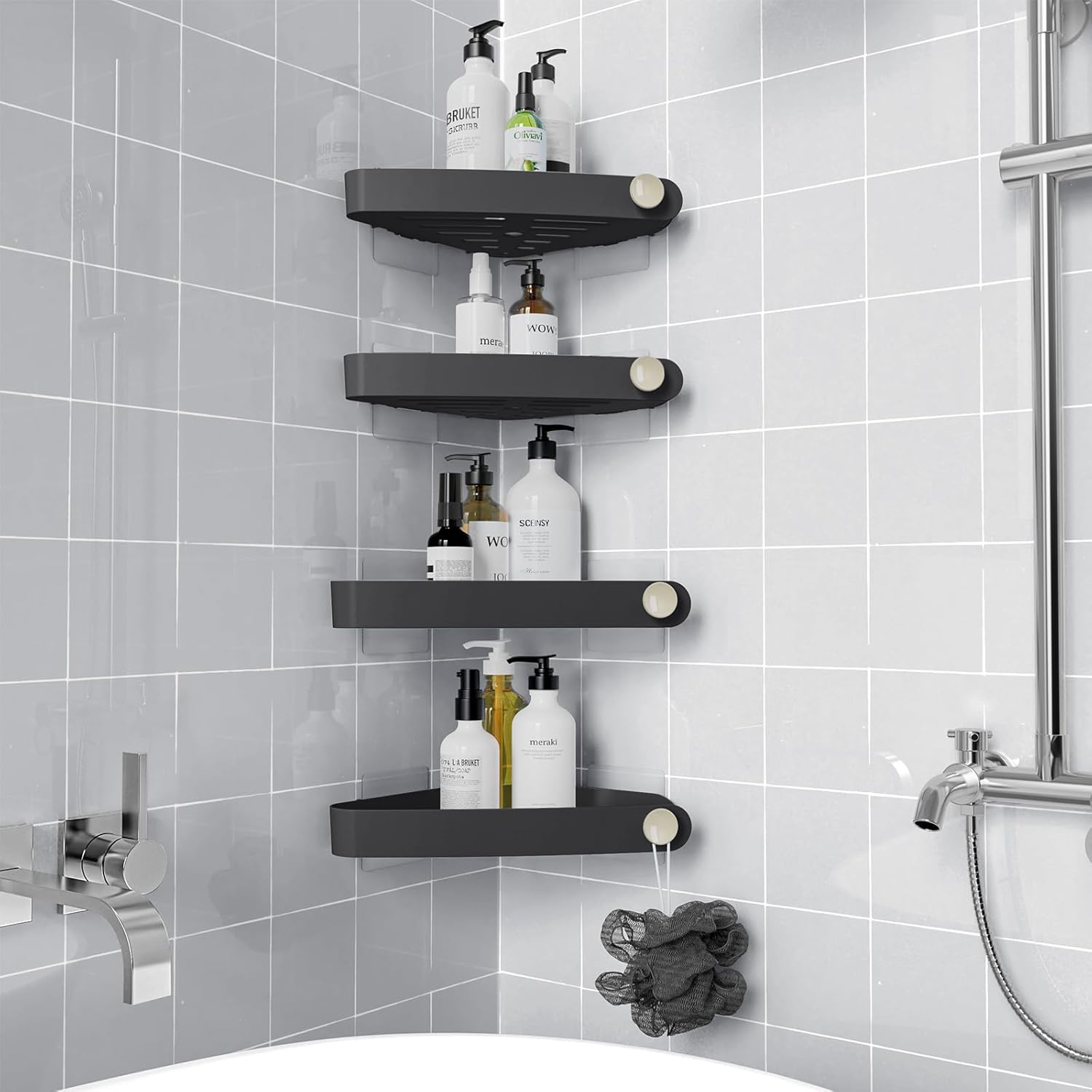 Sotfamily Shower Caddy Corner 4 Pack Black