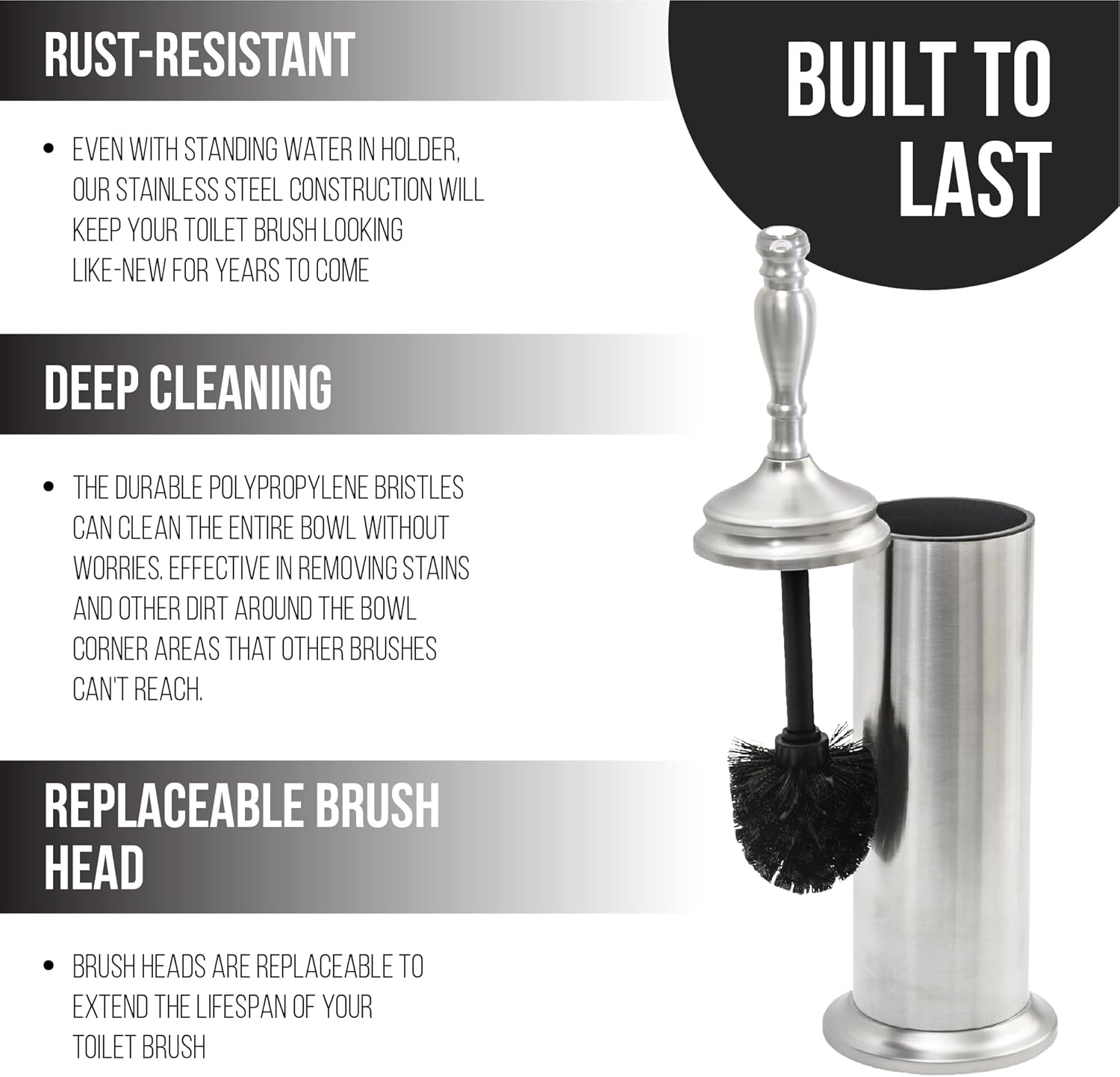 Splash Home Buena Toilet Brush with Chrome Holder 1