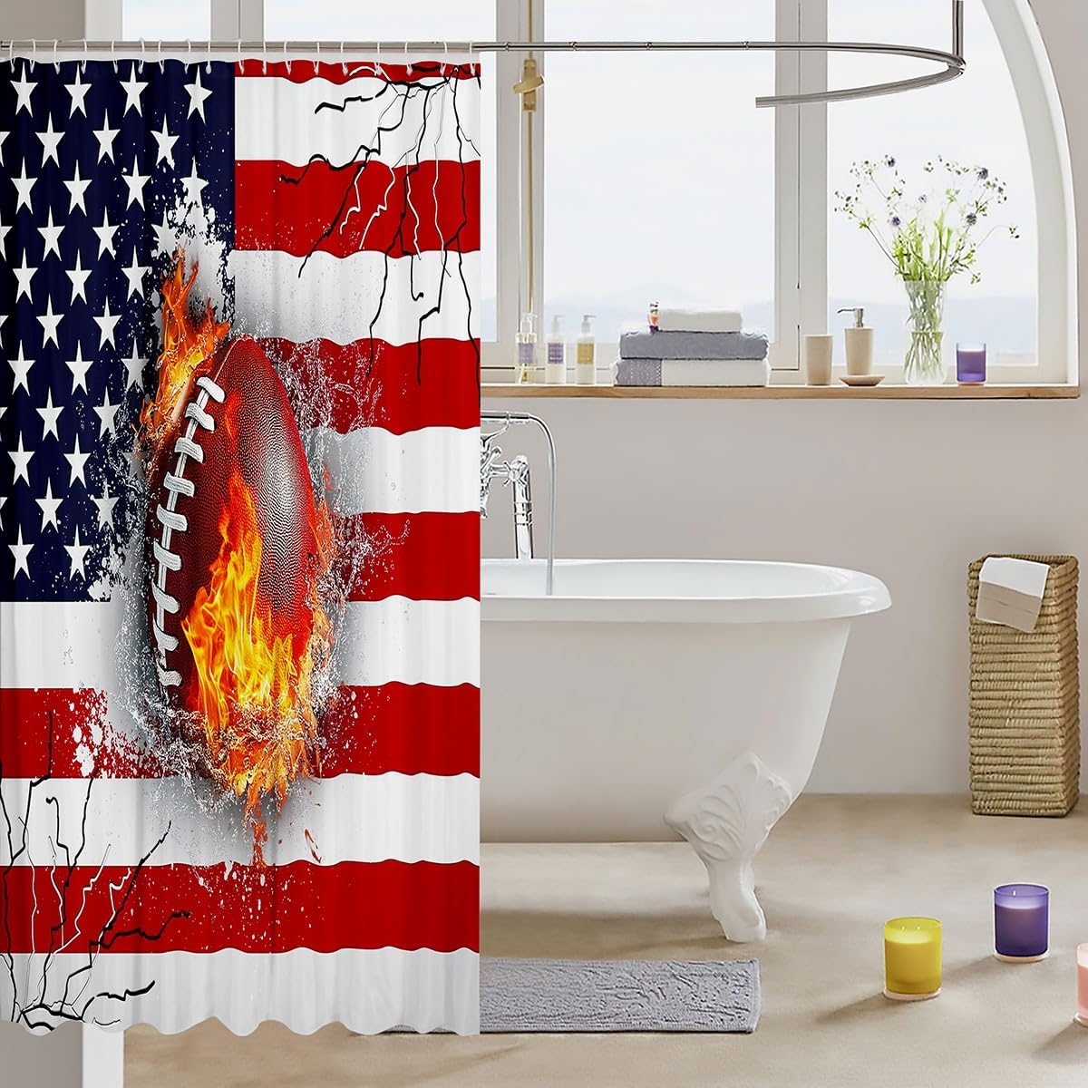 Feelyou Football Football Shower Curtain Set for Kids