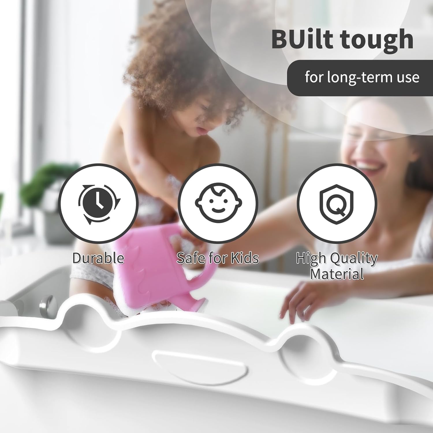 MMIOFANT Splash Guard Bath Tub Tray with Play Shelf White