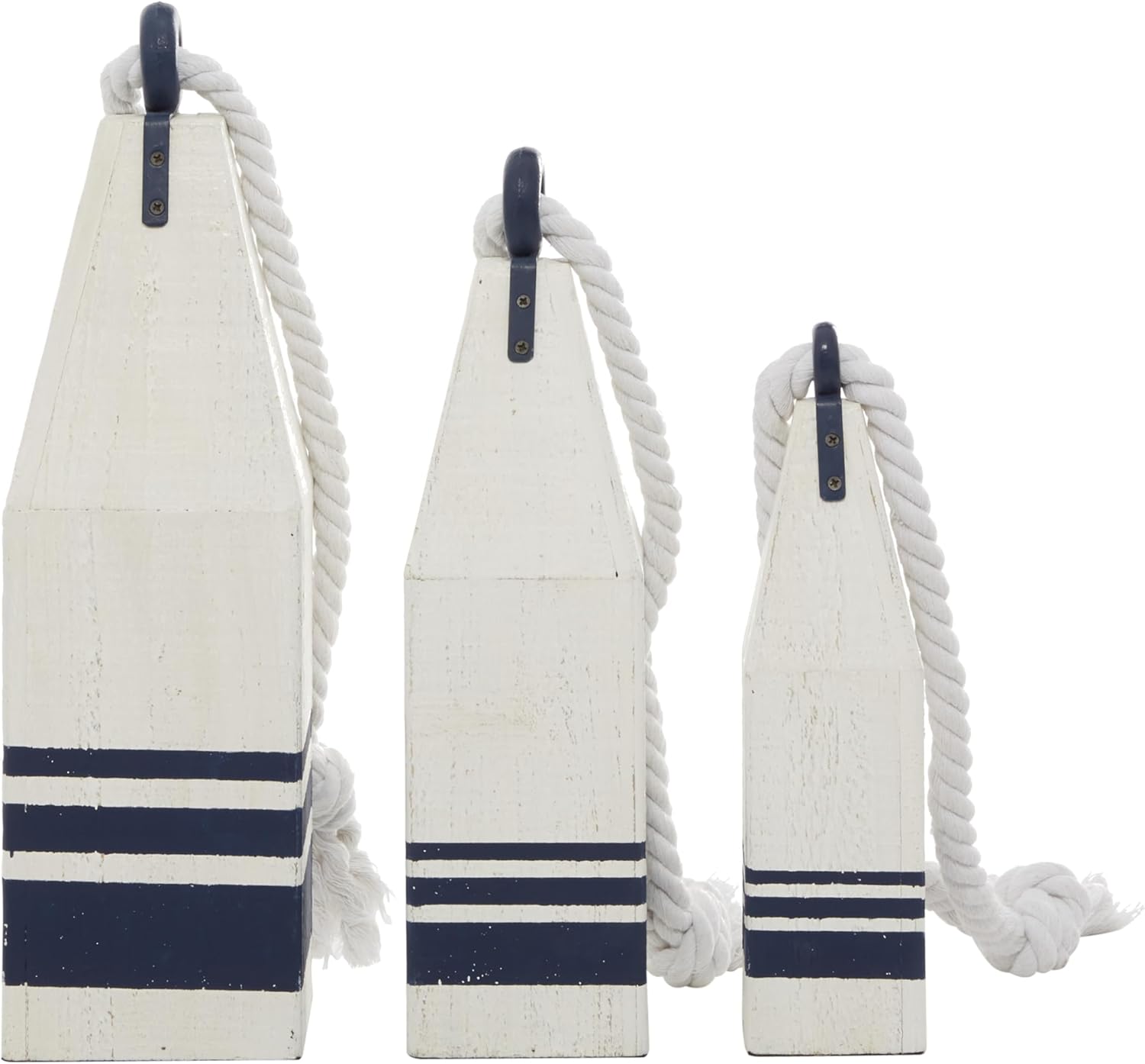 Deco 79 Coastal Wood Buoy Sculptures Set of 3 1