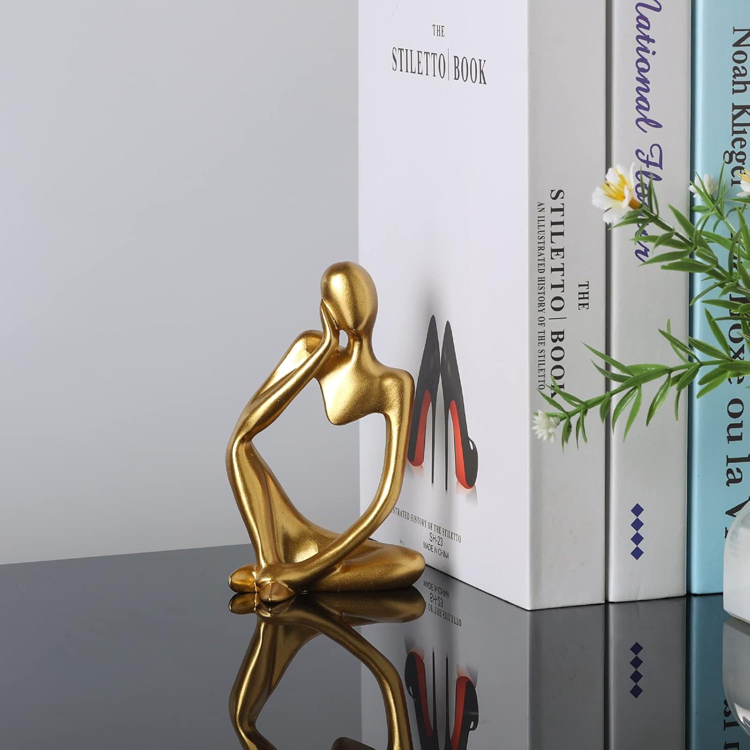 Abstract Thinker Statue Gold Resin Home Decor