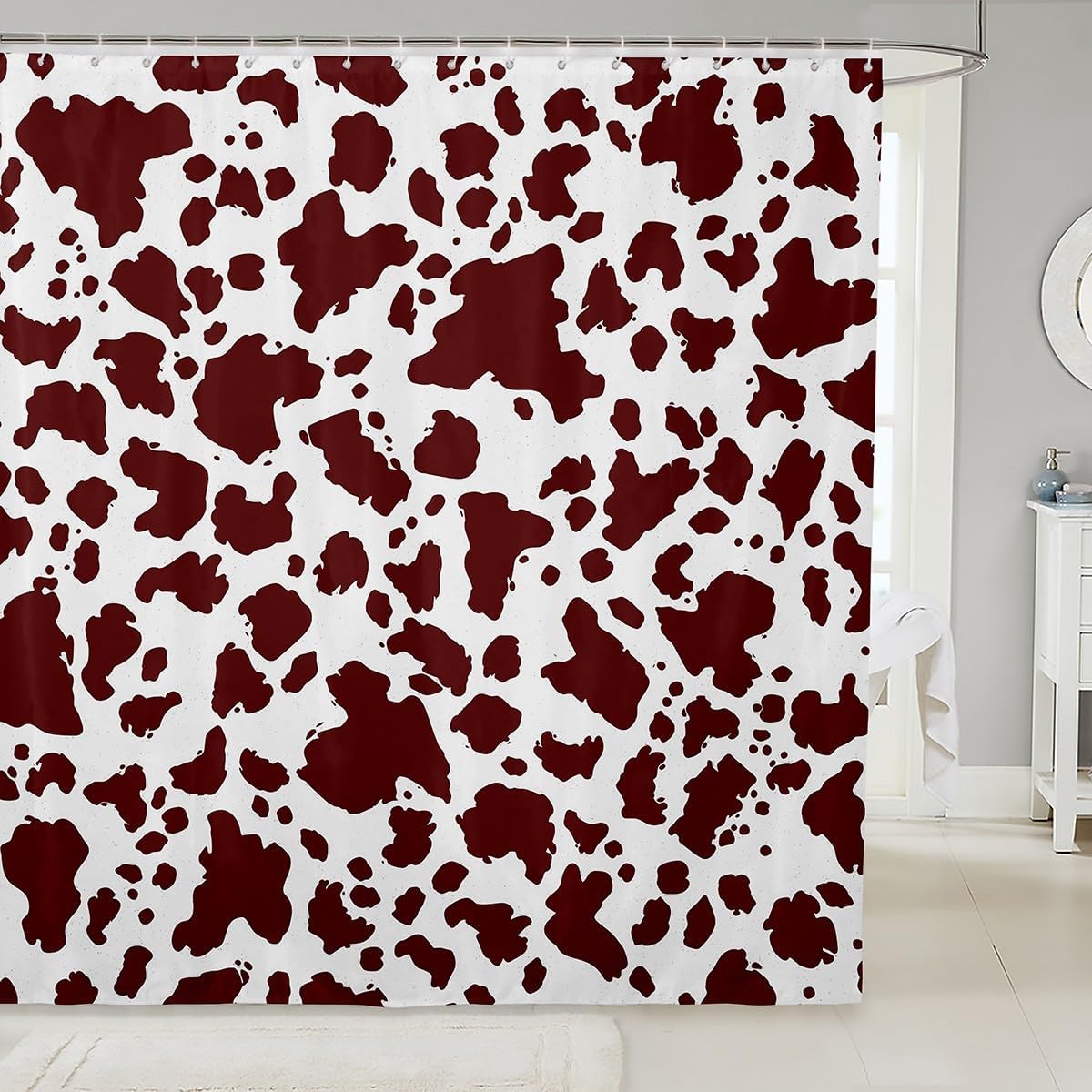 Feelyou Cow Print Shower Curtain Set 72x72 Brown White