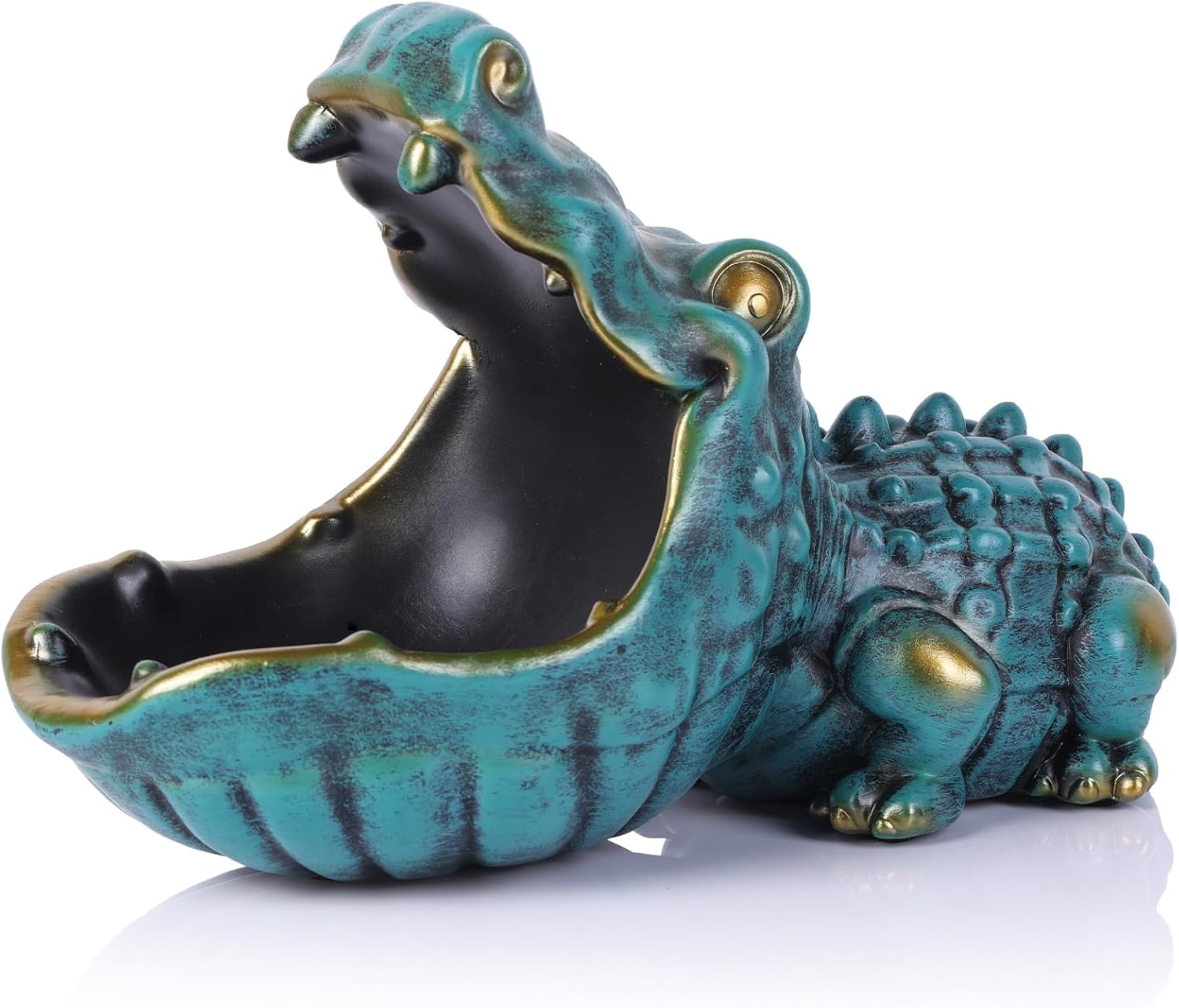Alligator Key Bowl Decorative Storage Sculpture Green
