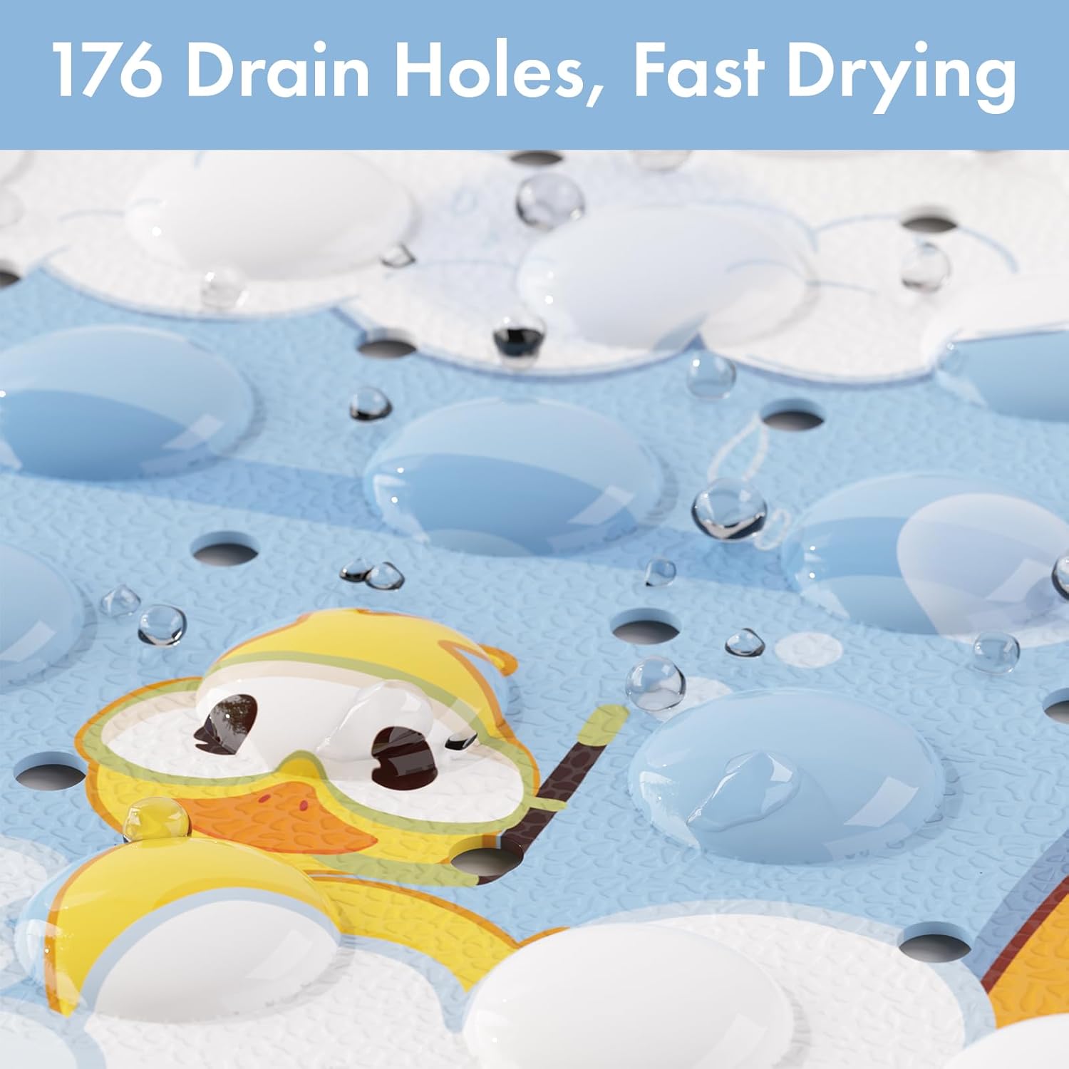 AmazerBath Baby Bath Mat with Suction Cups and Cartoon Design