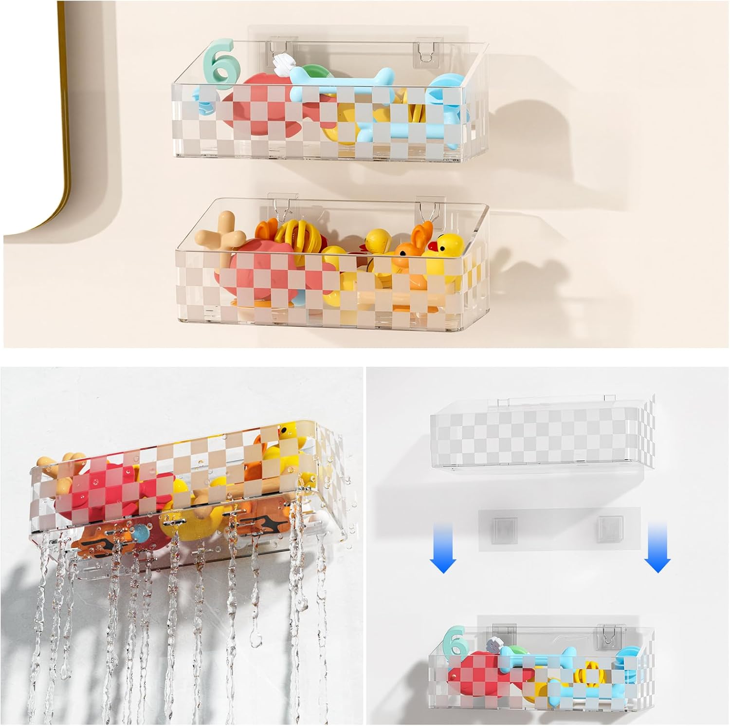 Natheeph 2 Pack Clear Shower Caddy for Bath Toys and Essentials