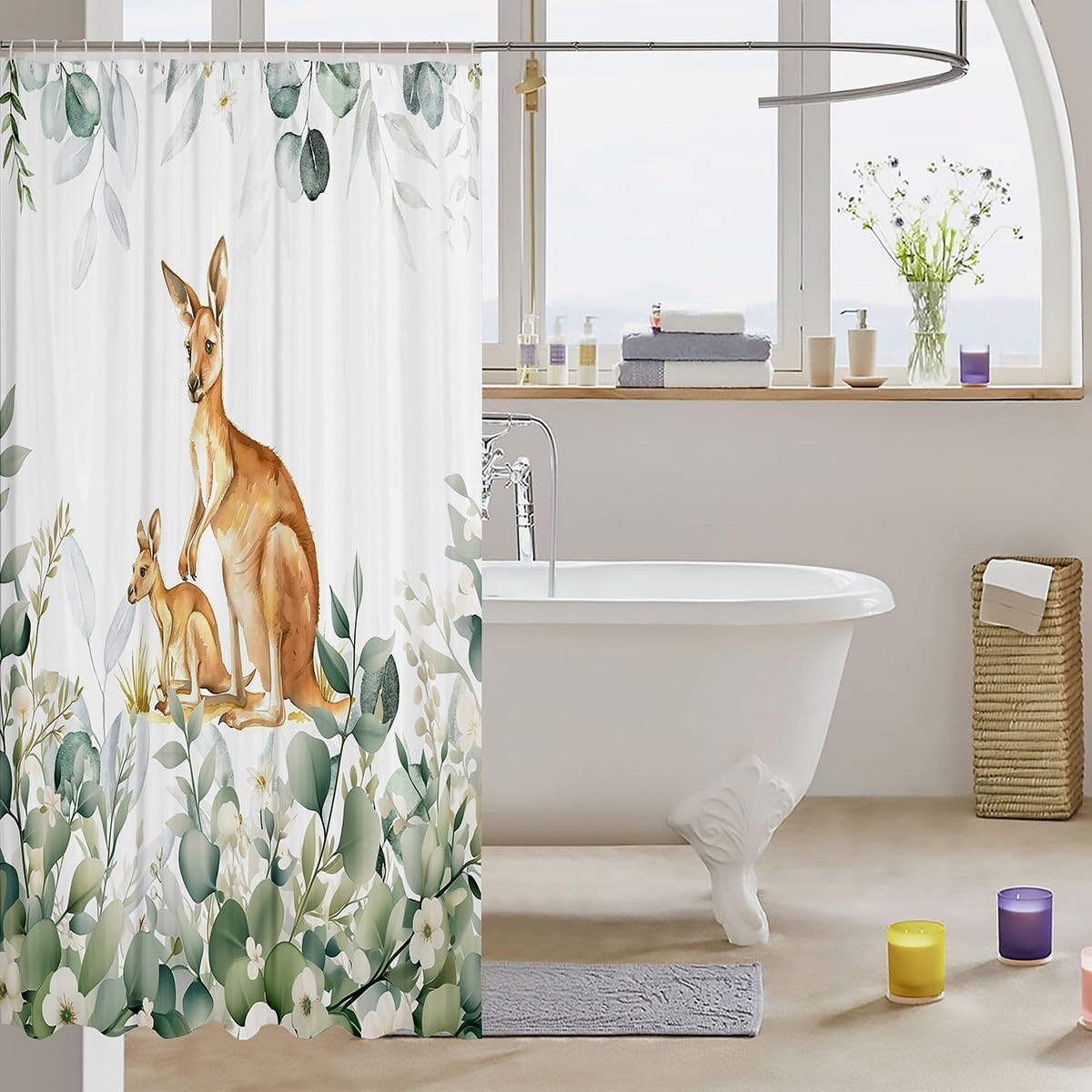 Erosebridal Cute Kangaroo Shower Curtain Set