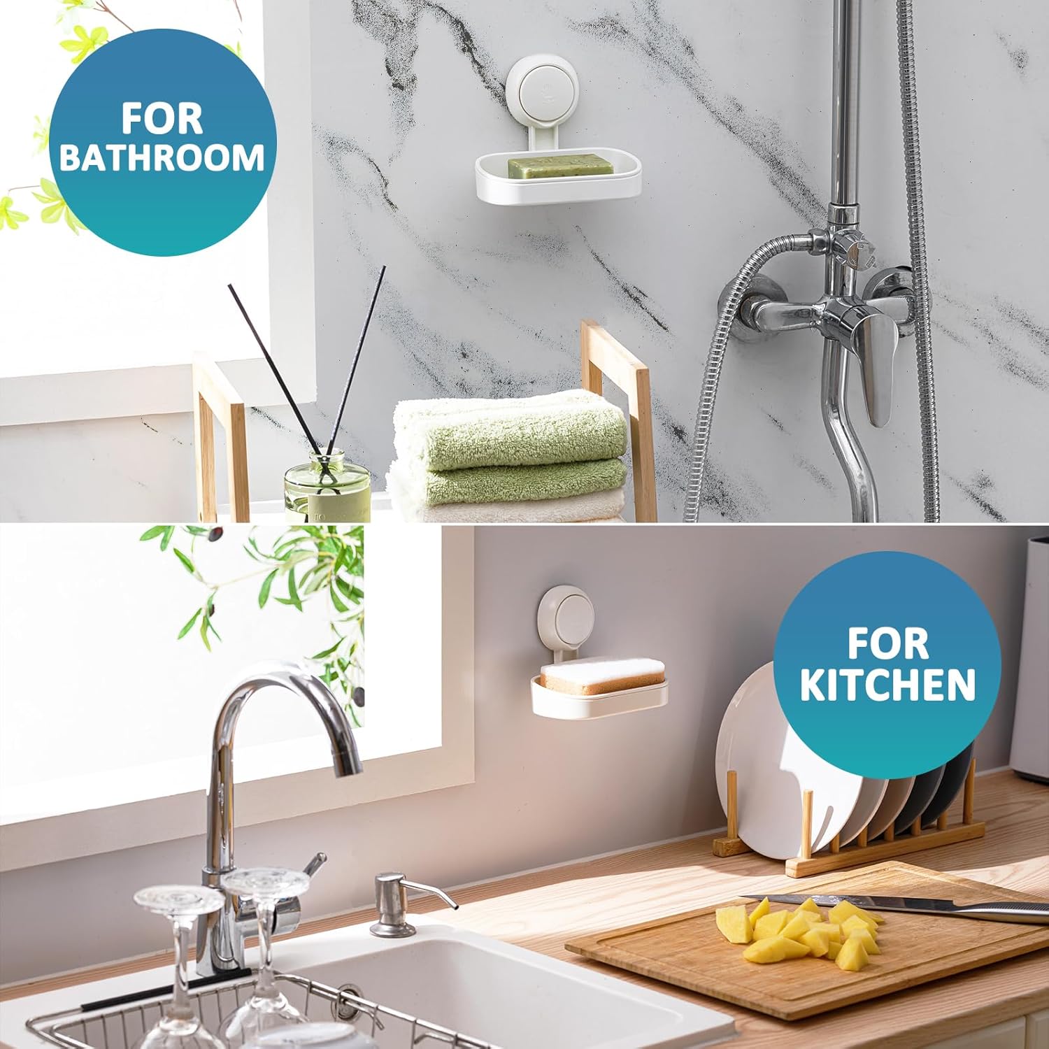 TAILI Strong Suction Soap Dish Holder for Bathroom Kitchen Shower