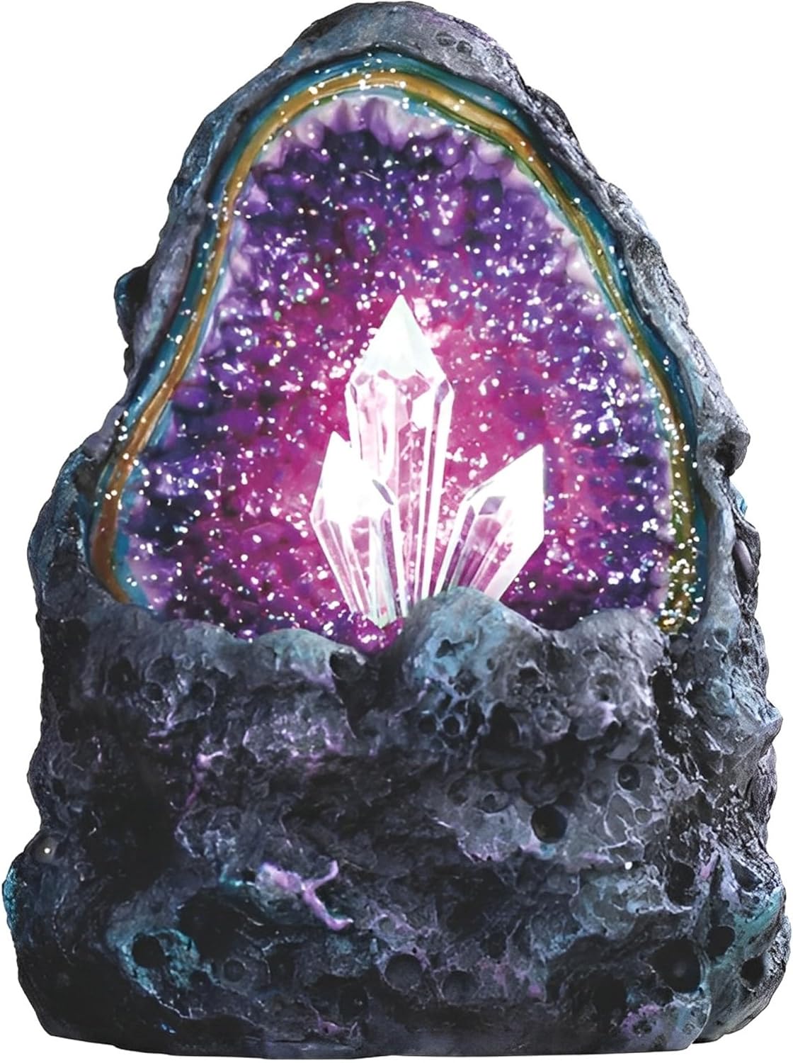 ICE ARMOR 5 Inch Purple Faux Crystal Geode LED Statue