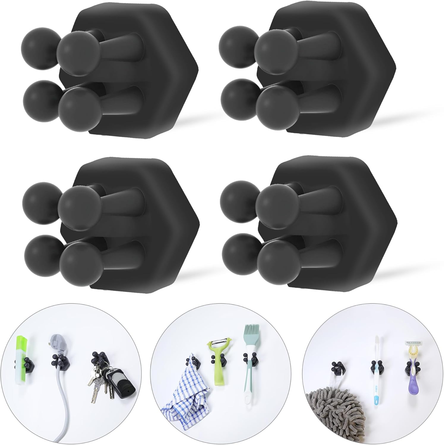 XoYoZo Multi-Function Silicone Hooks for Bathroom and Kitchen