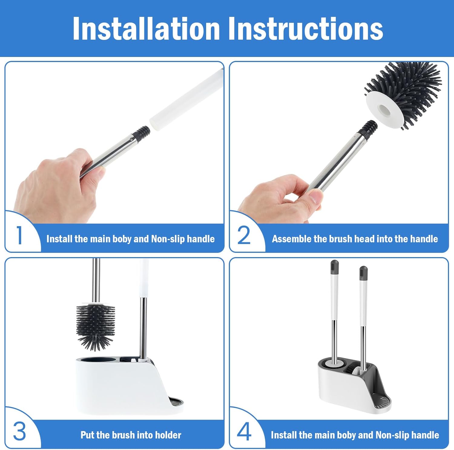 ZFLYCANP Deep Cleaning Toilet Brush Set with Holder