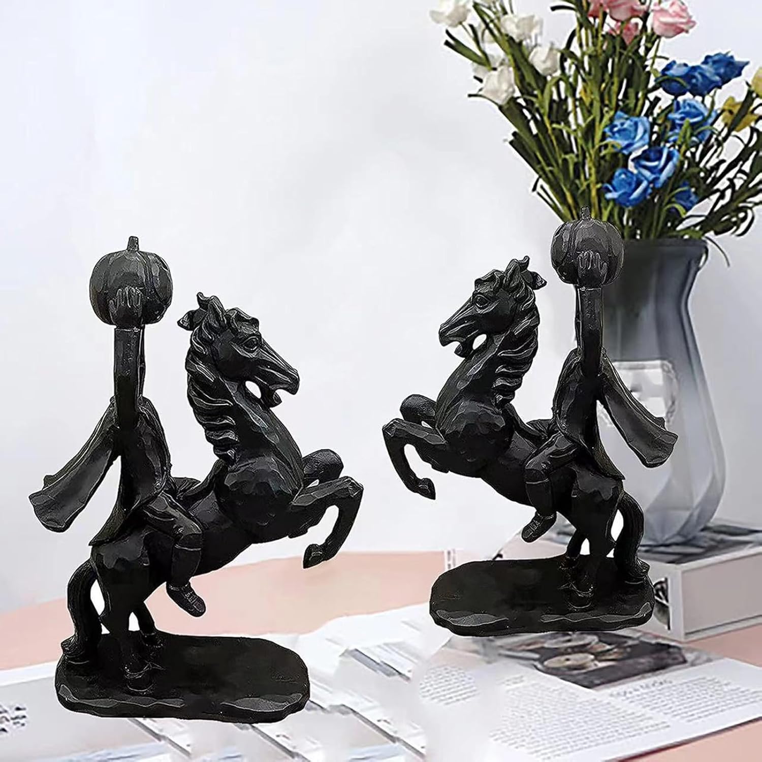 Fdit 22cm Headless Horseman Halloween Statue