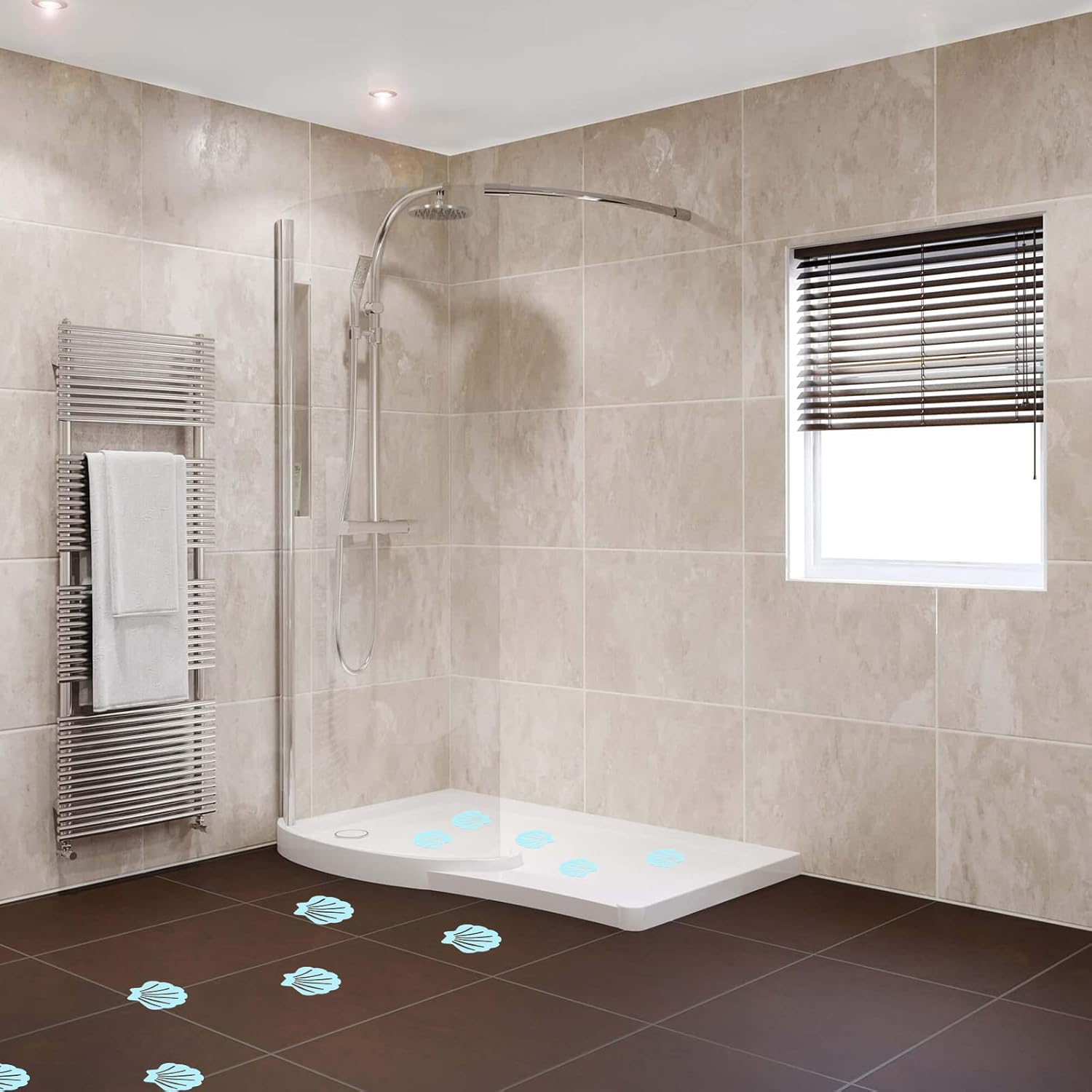 Coufce Bathtub Stickers Non-Slip Seashell Shape 30Pcs