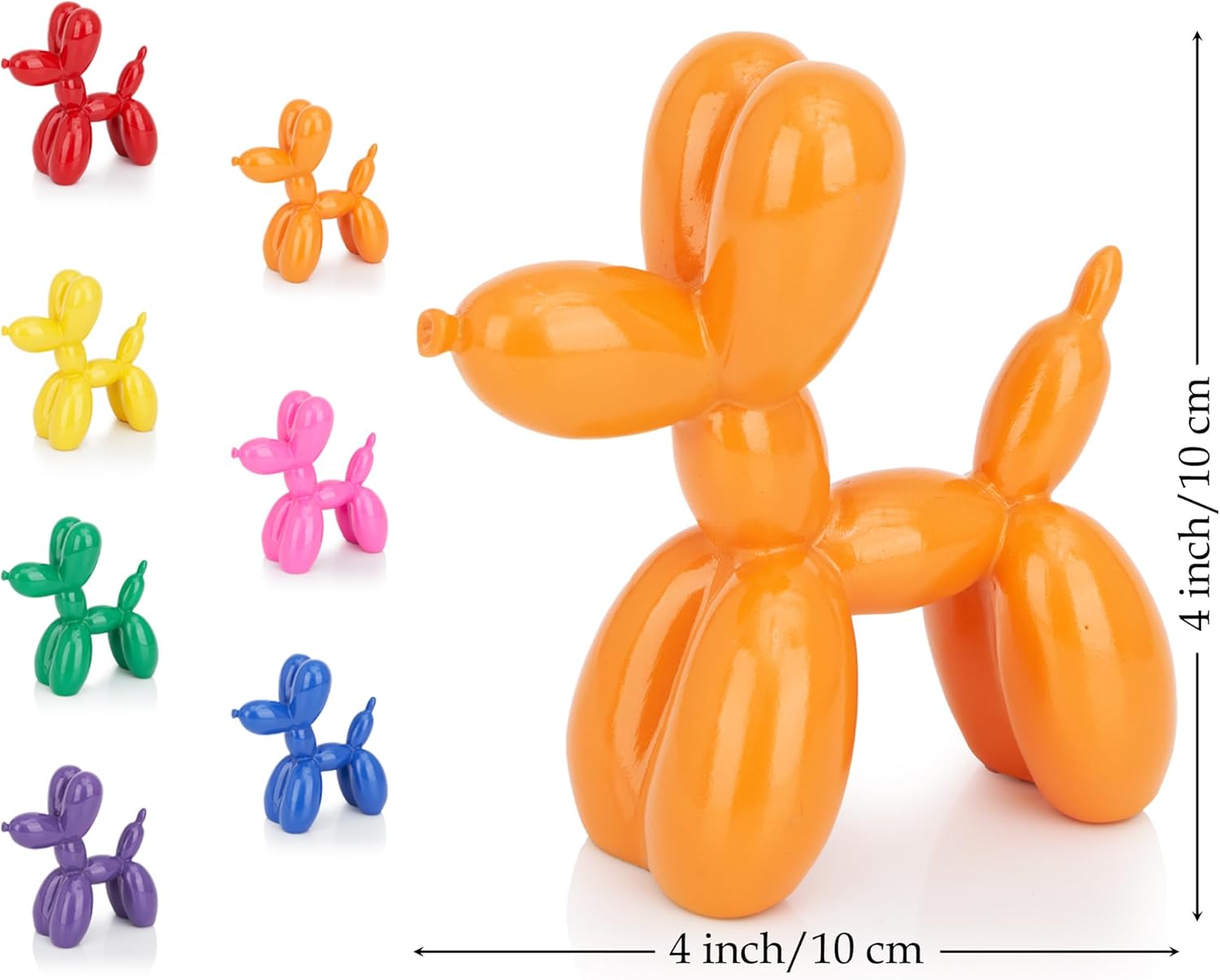 4 Inch Balloon Dog Statue - Vibrant Orange Decor