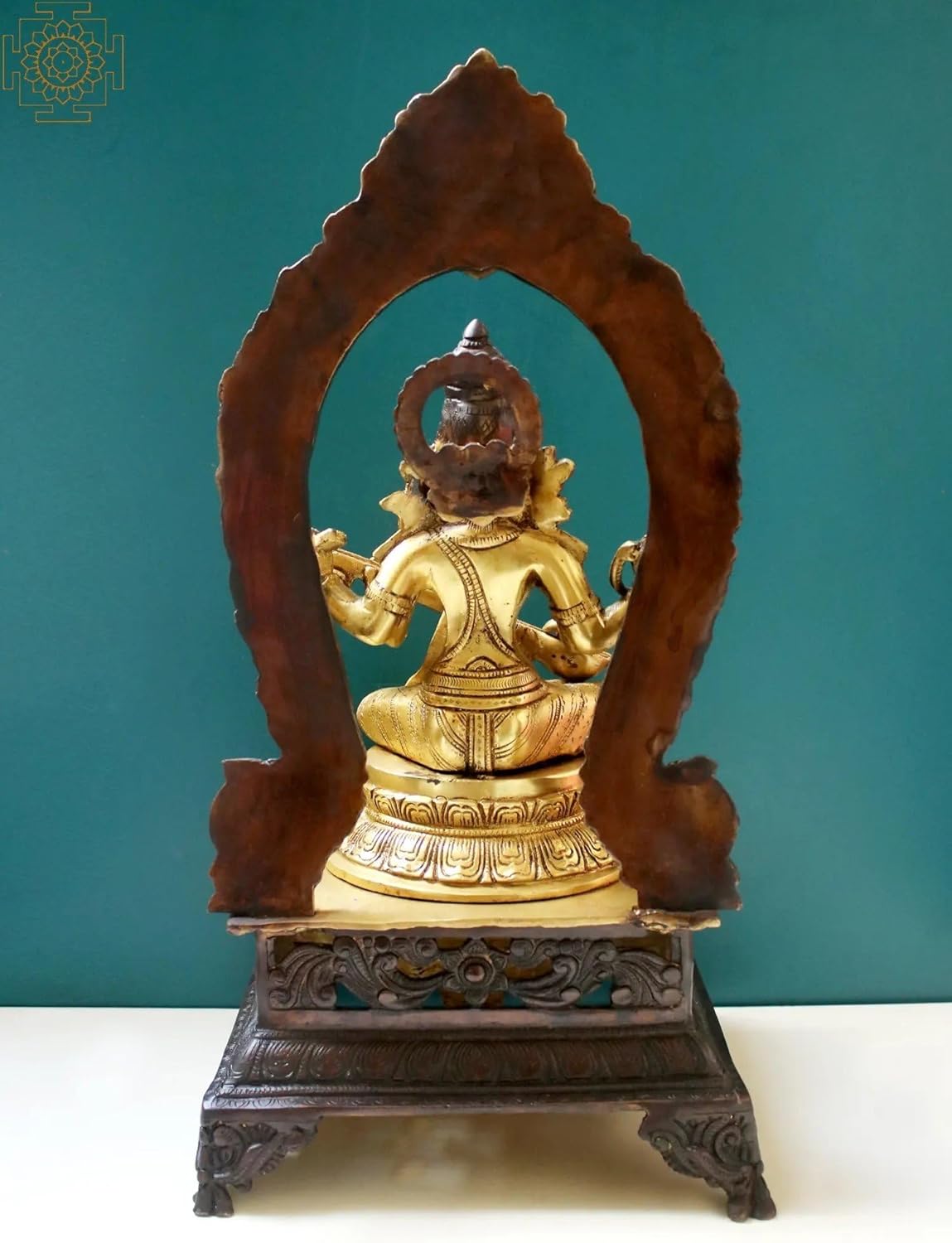 Brass Goddess Saraswati Statue with Veena
