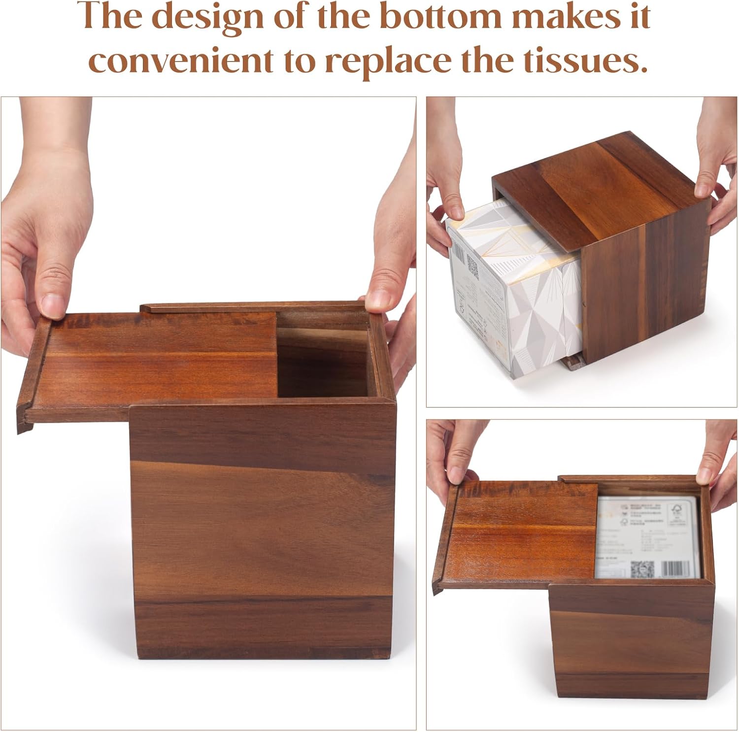 YANGQIHOME Acacia Wood Tissue Box Cover
