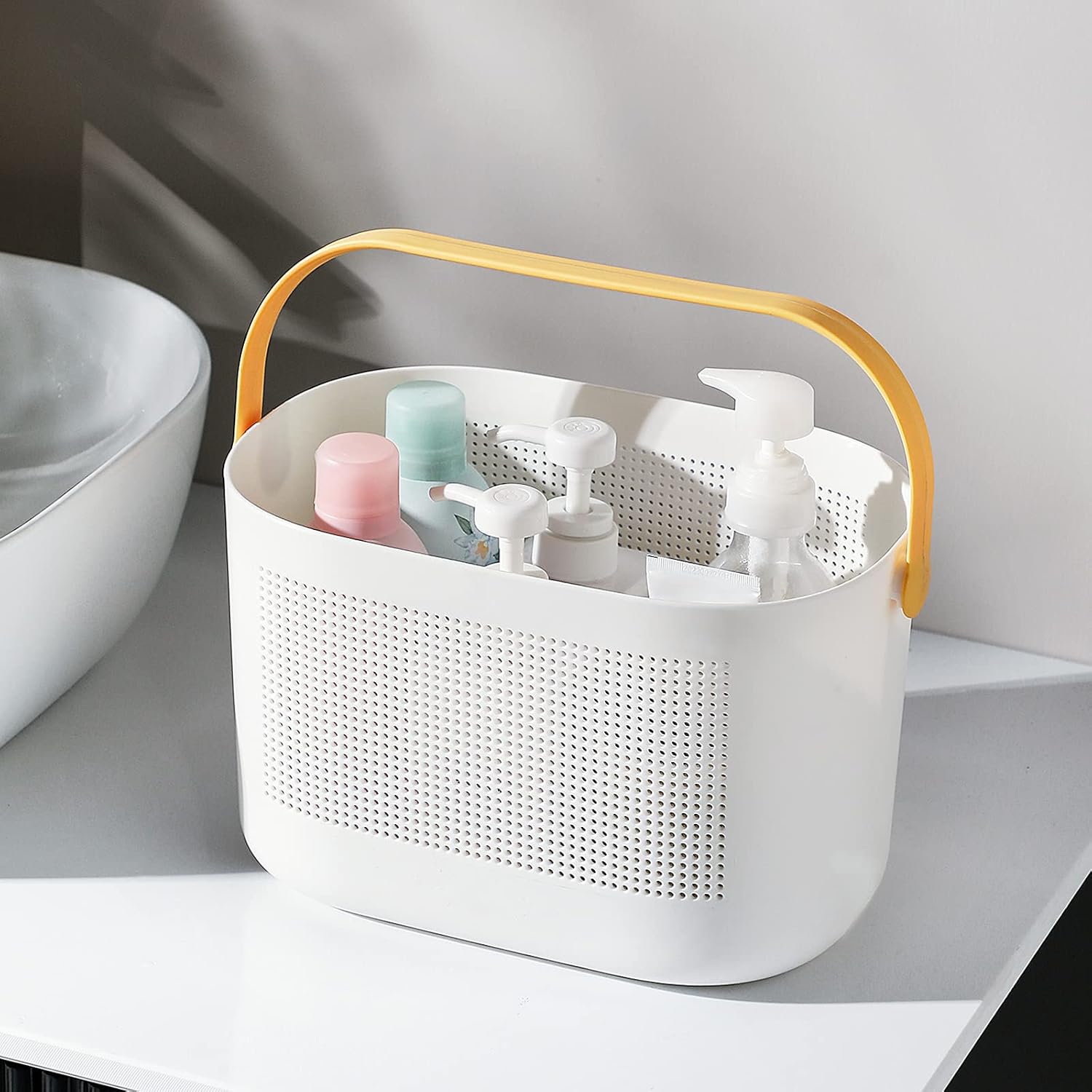 UUJOLY Yellow Plastic Storage Baskets with Handles