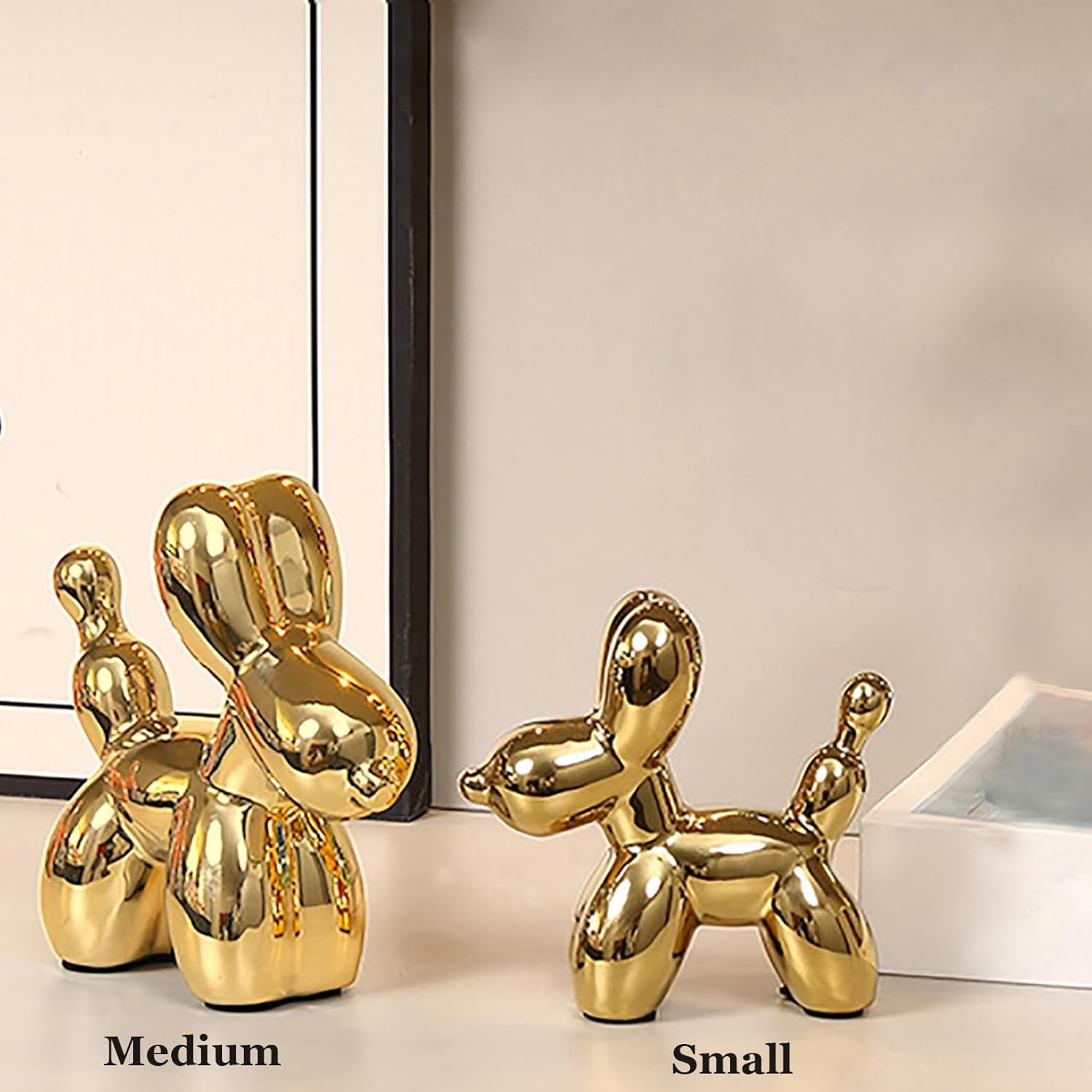 Ceramic Balloon Dog Statue Gold Home Decor