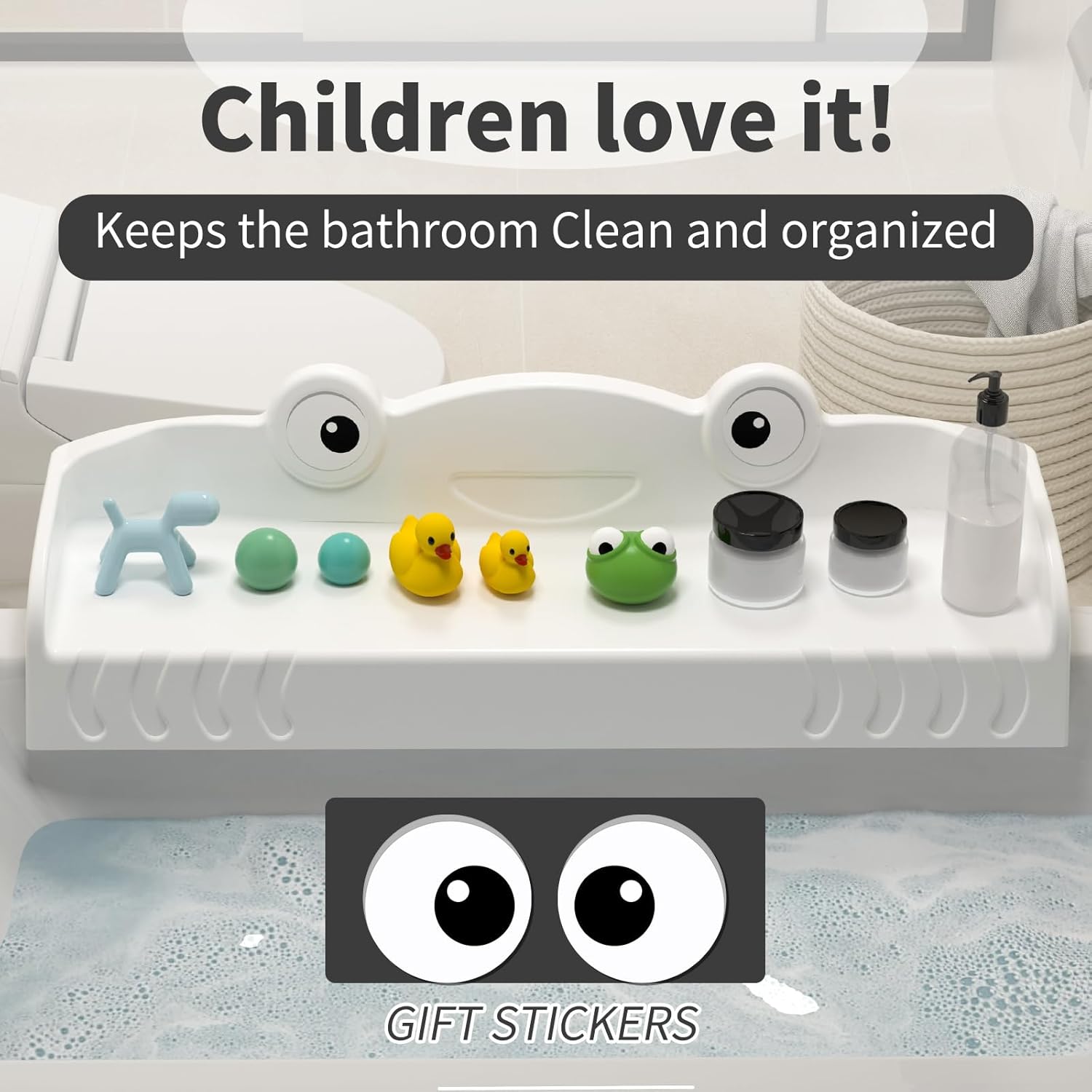 MMIOFANT Splash Guard Bath Tub Tray with Play Shelf White