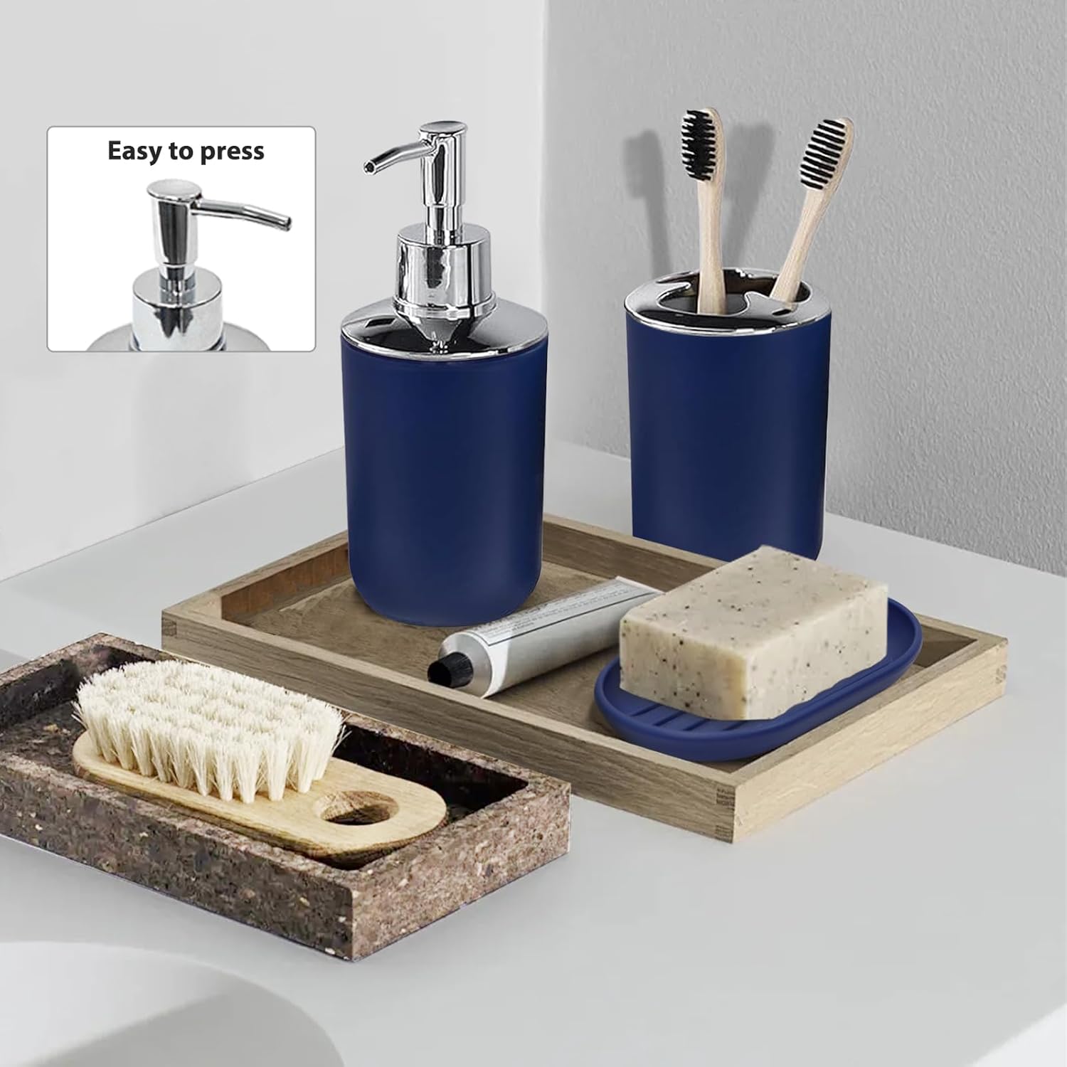 CERBIOR 6-Piece Bathroom Accessory Set in Royal Blue