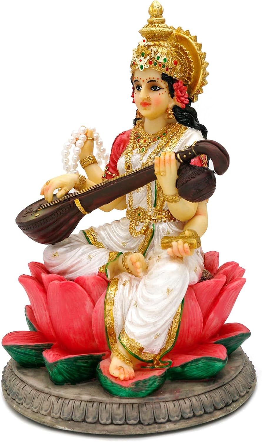 Hindu Goddess Saraswati Statue 86 Inch Handmade Decor