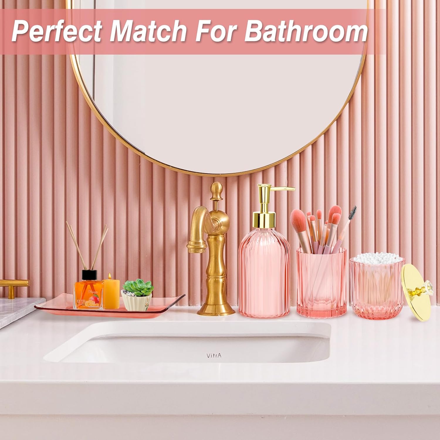 Jenseits Pink Bathroom Accessory Set 4 Pcs