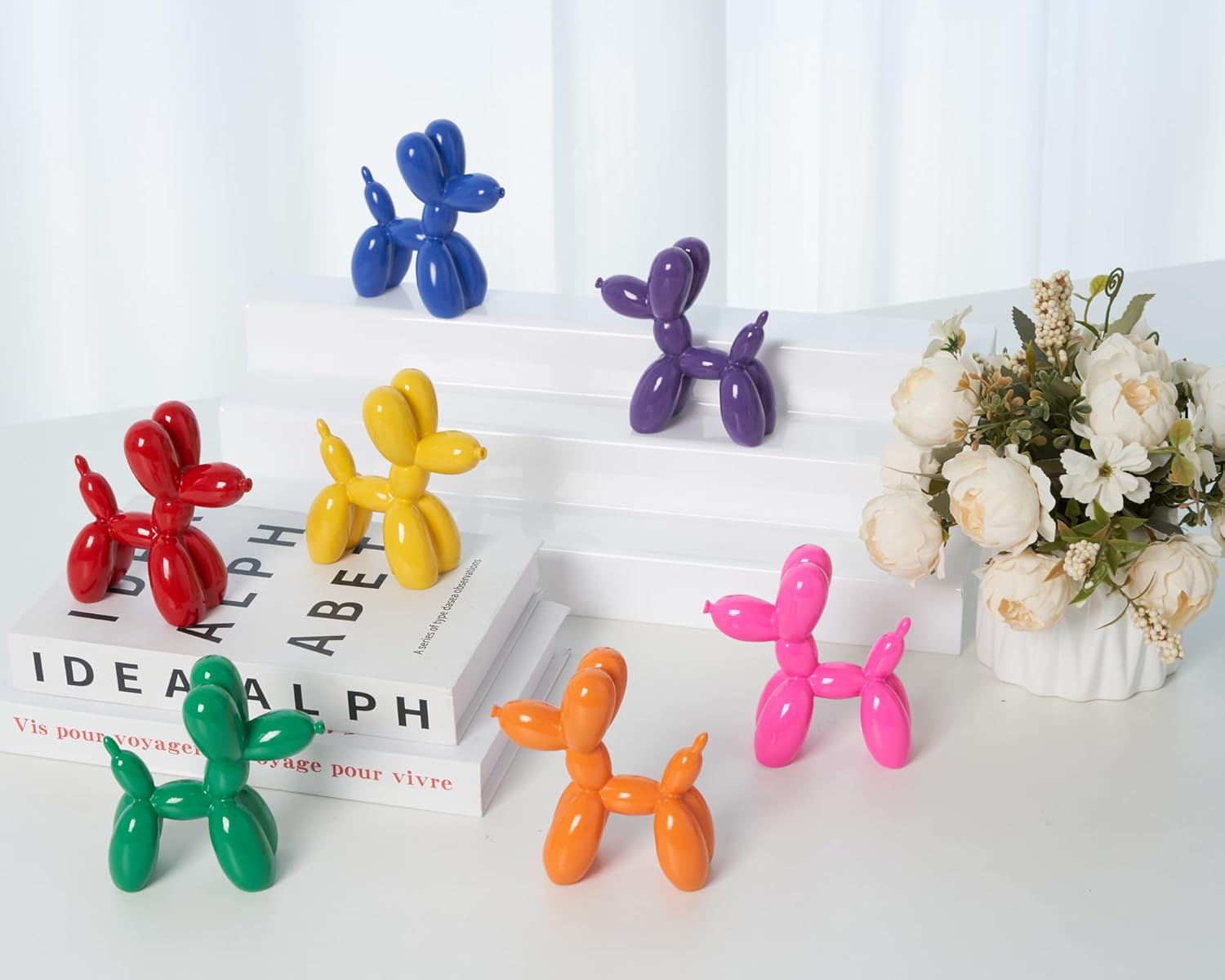 4 Inch Balloon Dog Statue - Vibrant Orange Decor