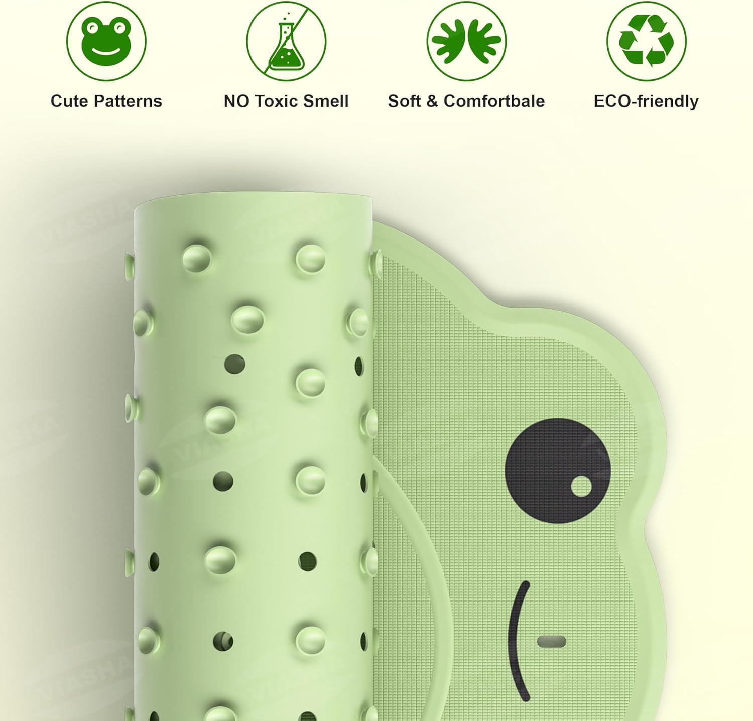 VIASHA Baby Bath Mat with Suction Cups and Frog Design