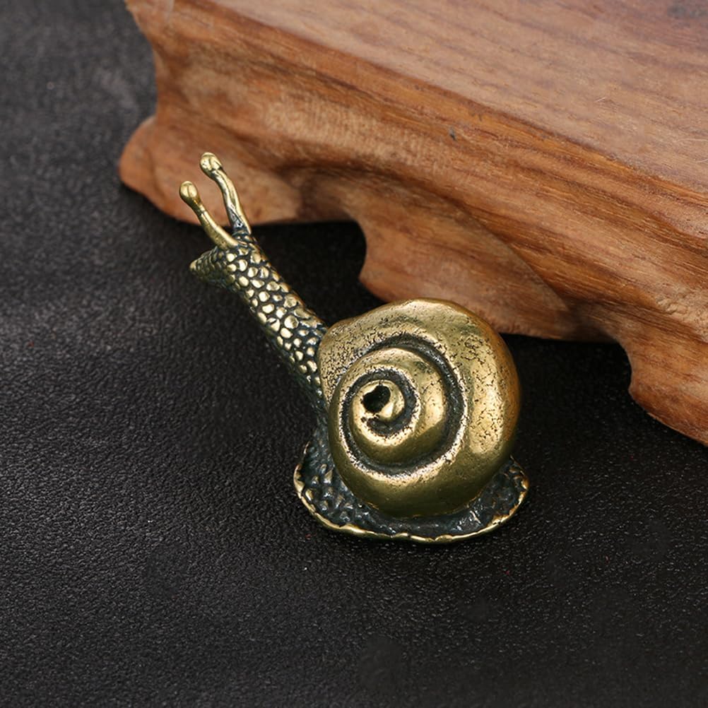 2pcs Mini Retro Snail Statue - Brass Copper Garden Decor 1