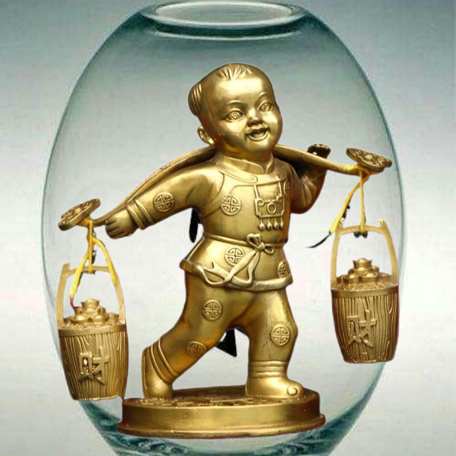 Ecqizer Feng Shui Wealth Child Statue Decor