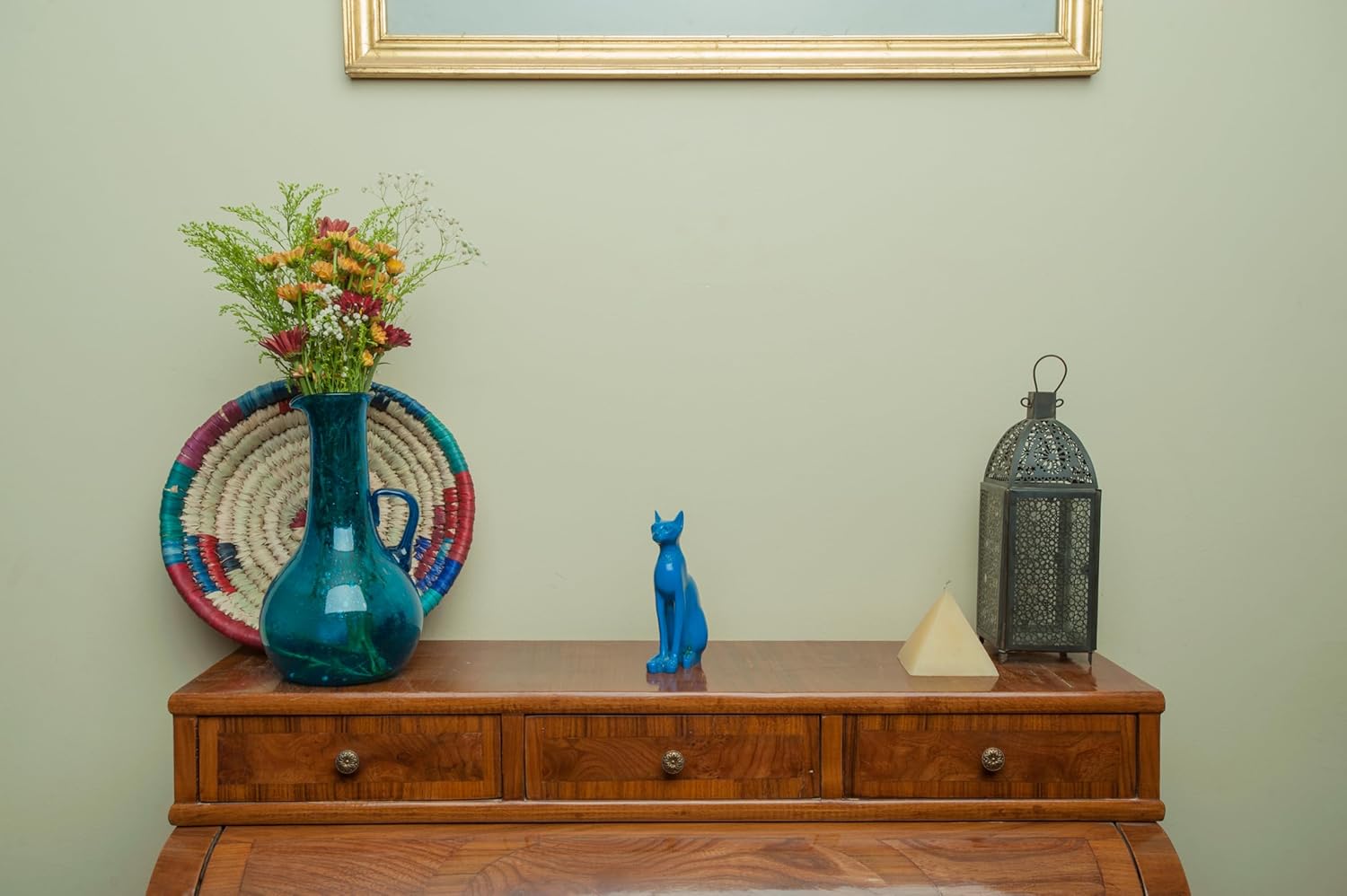 Classical Blue Bastet Cat Statue - Egyptian Goddess Collectible