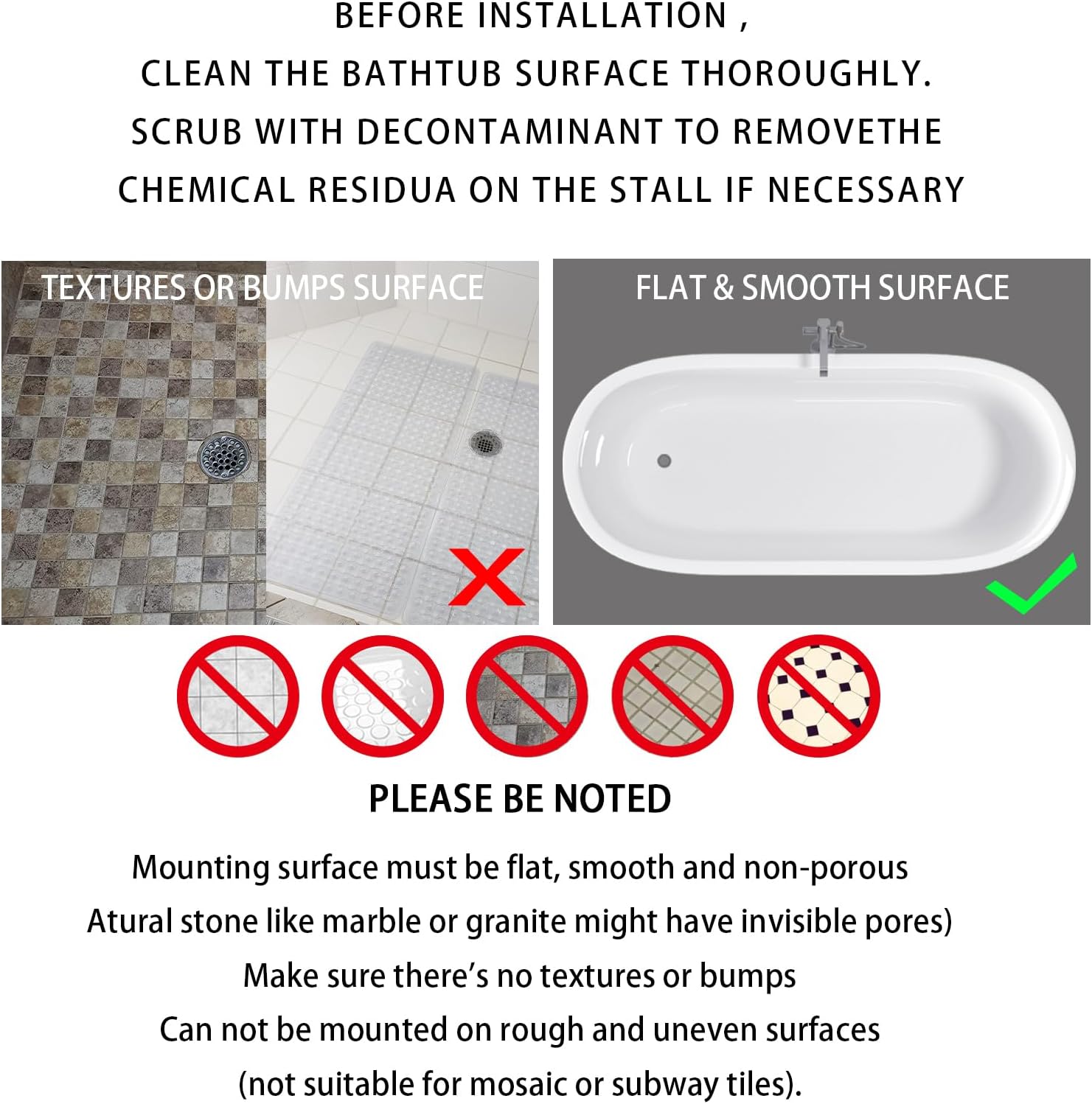 Yimobra Non Slip Bathtub Mat with Suction Cups