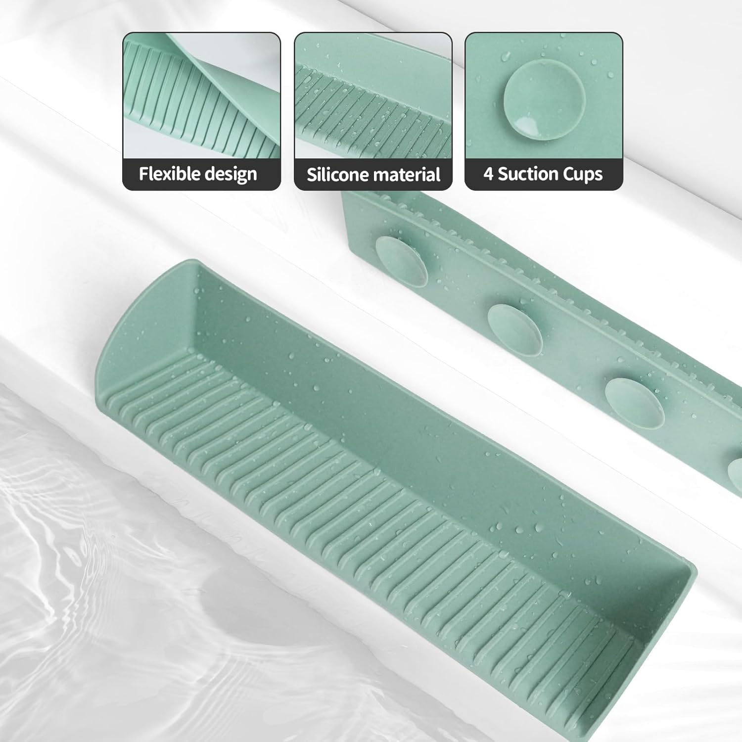 Silicone Splash Guard for Bathtub with 4 Suction Cups