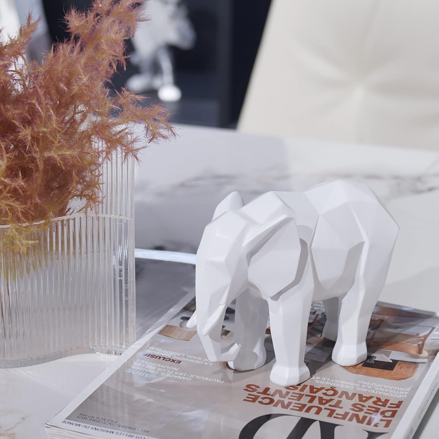 Cynkeyee Elephant Figurine Statue - Modern Minimalist Home Decor