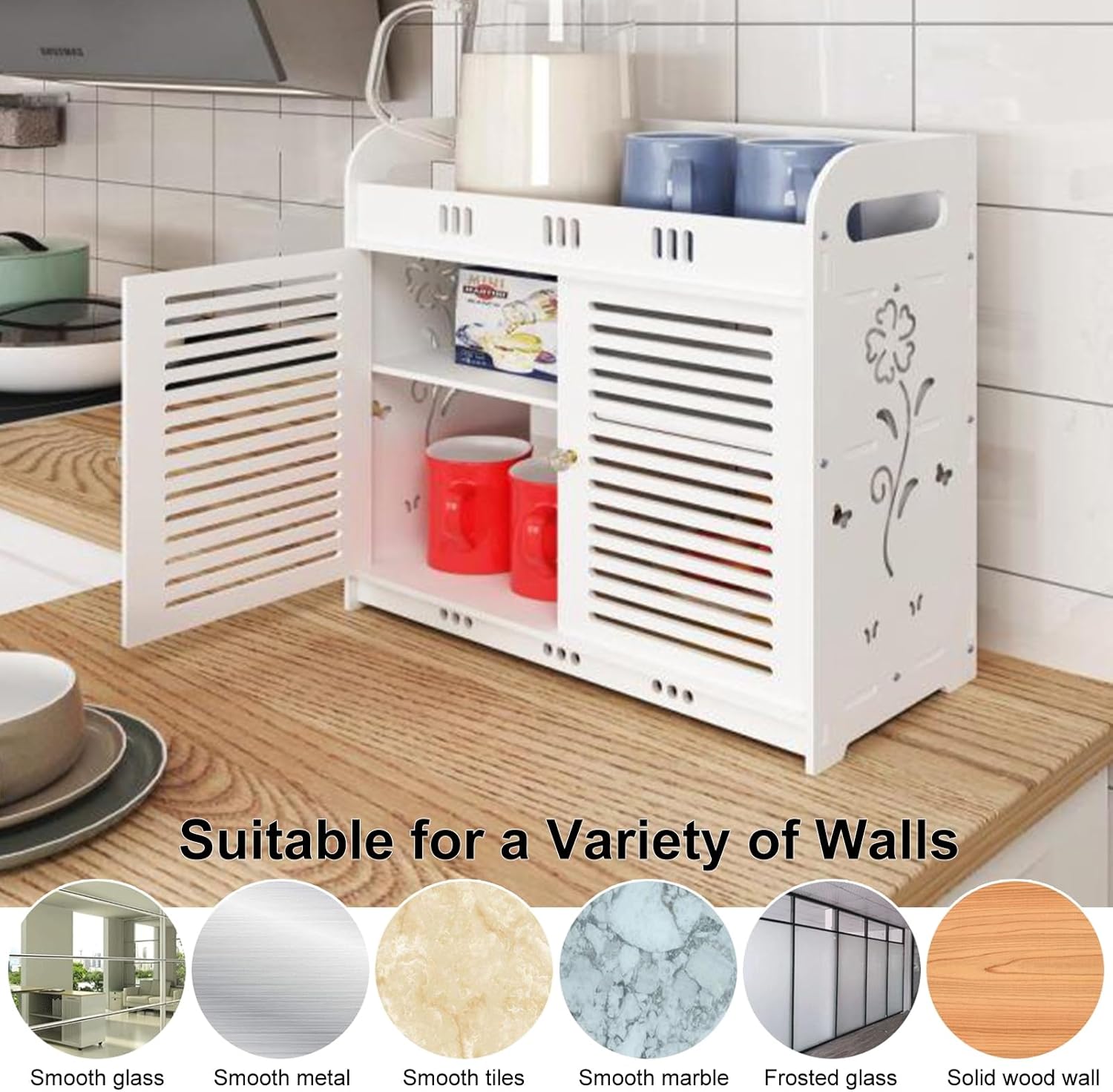 cdar Flower Pattern White Medicine Cabinet 1