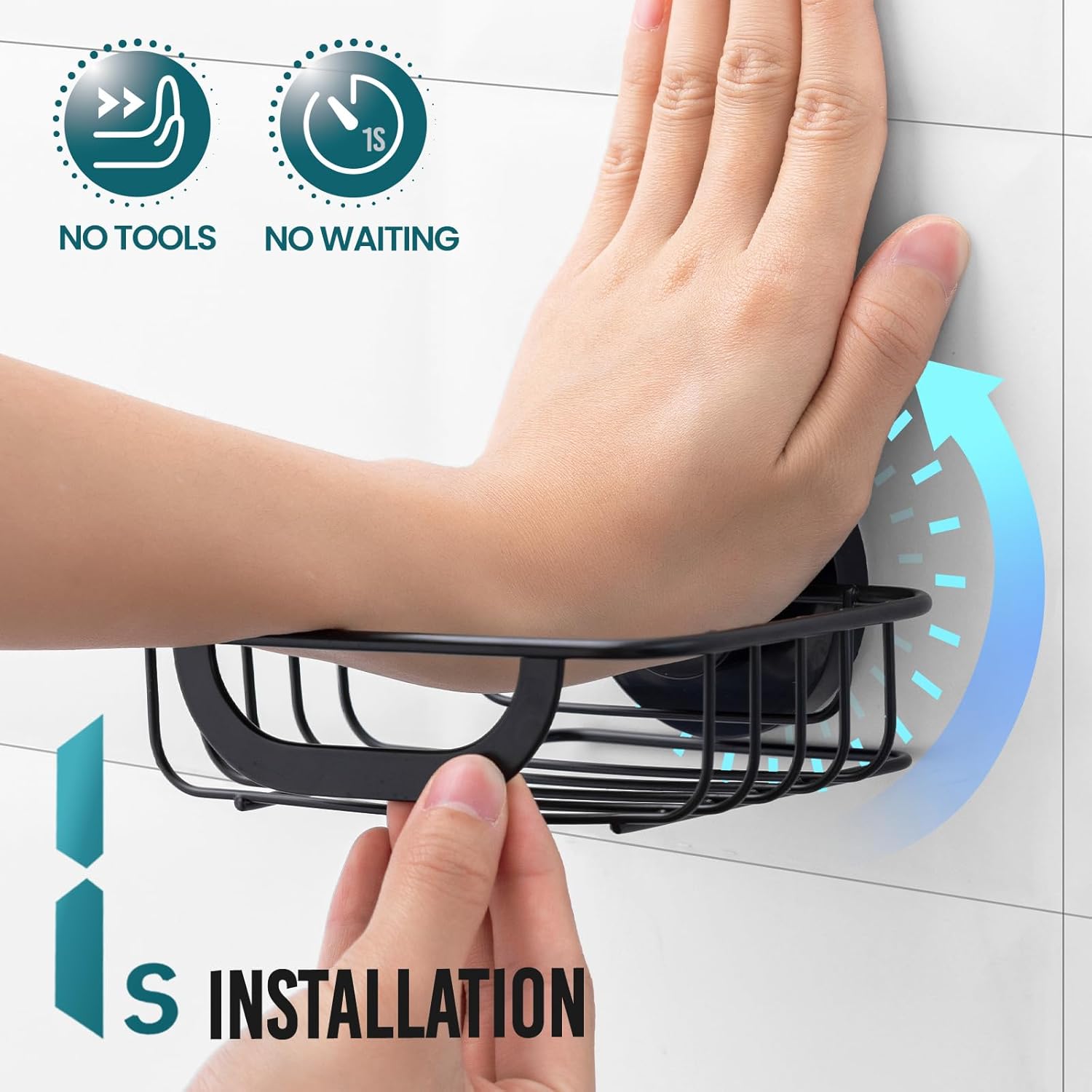 TAILI Soap Bar Holder with Hooks and Suction Cup Black 1